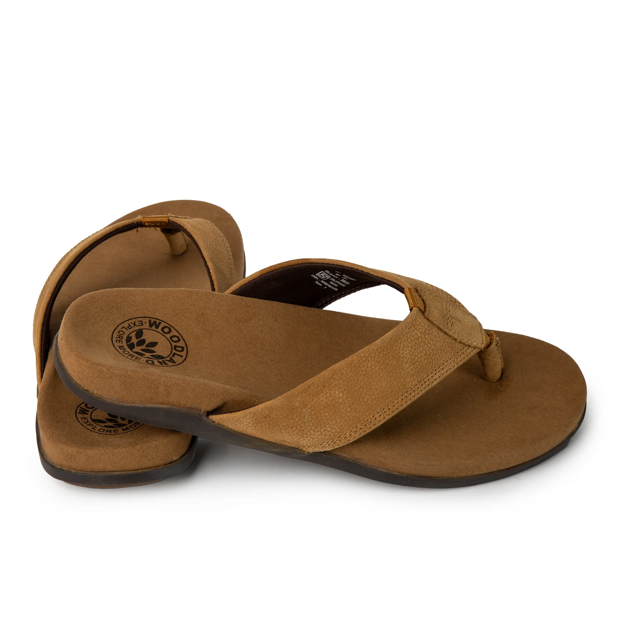 Woodland Men Camel Nubuk Print Slippers - Thumbnail 11