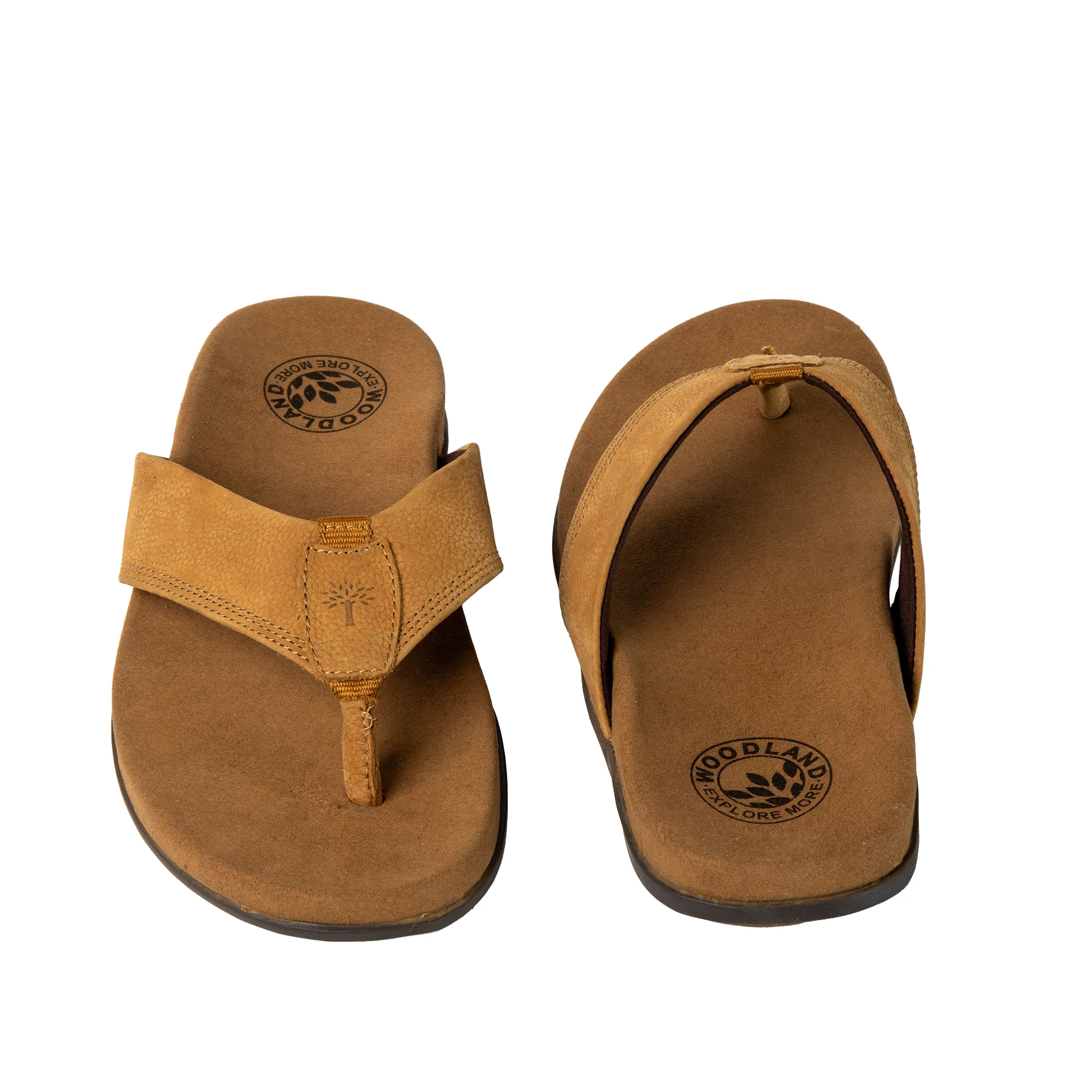 Woodland Men Camel Nubuk Print Slippers - Thumbnail 14