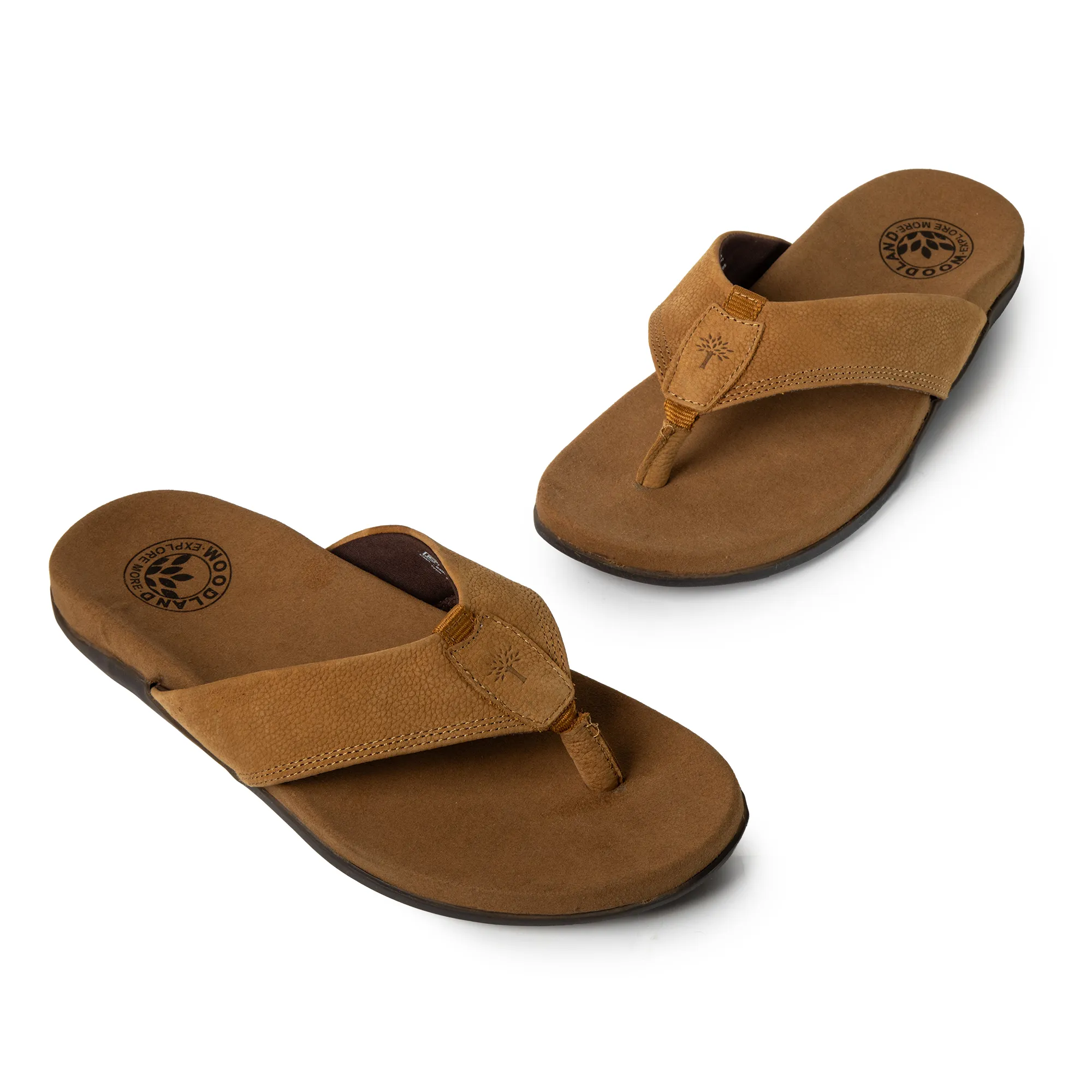 Woodland Men Camel Nubuk Print Slippers - Thumbnail 3