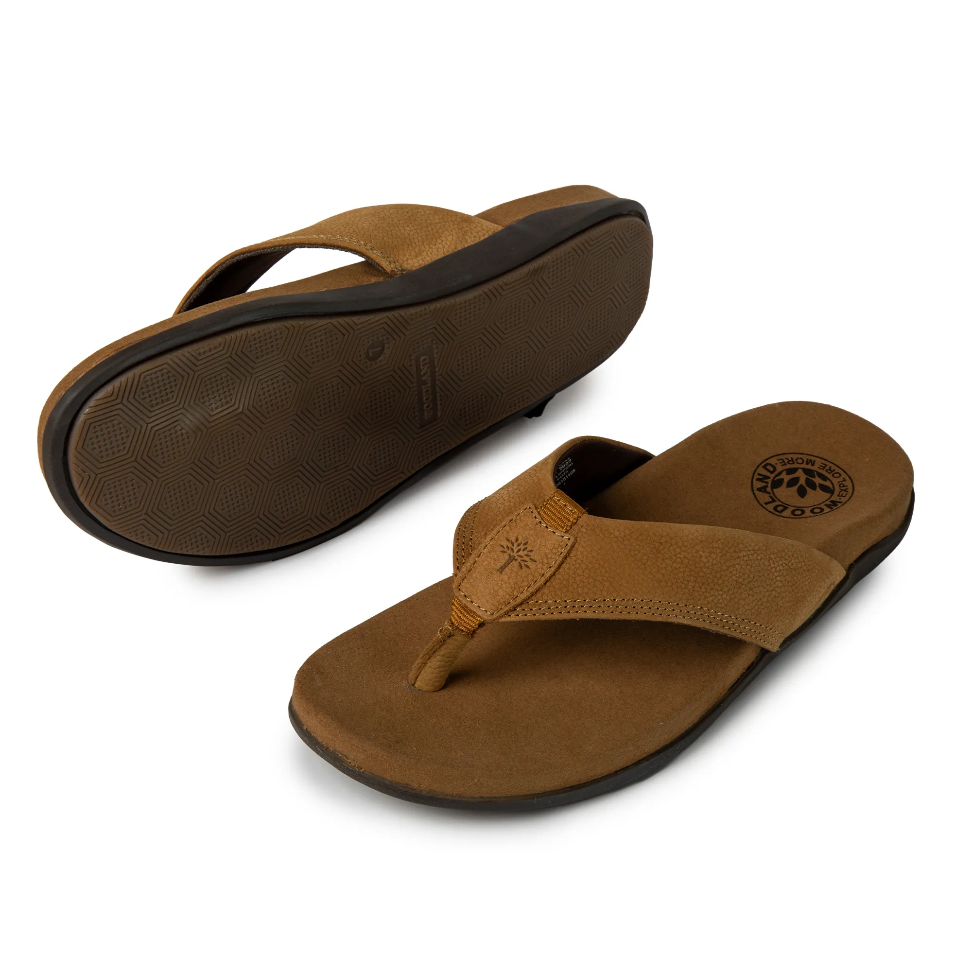 Woodland Men Camel Nubuk Print Slippers - Thumbnail 7