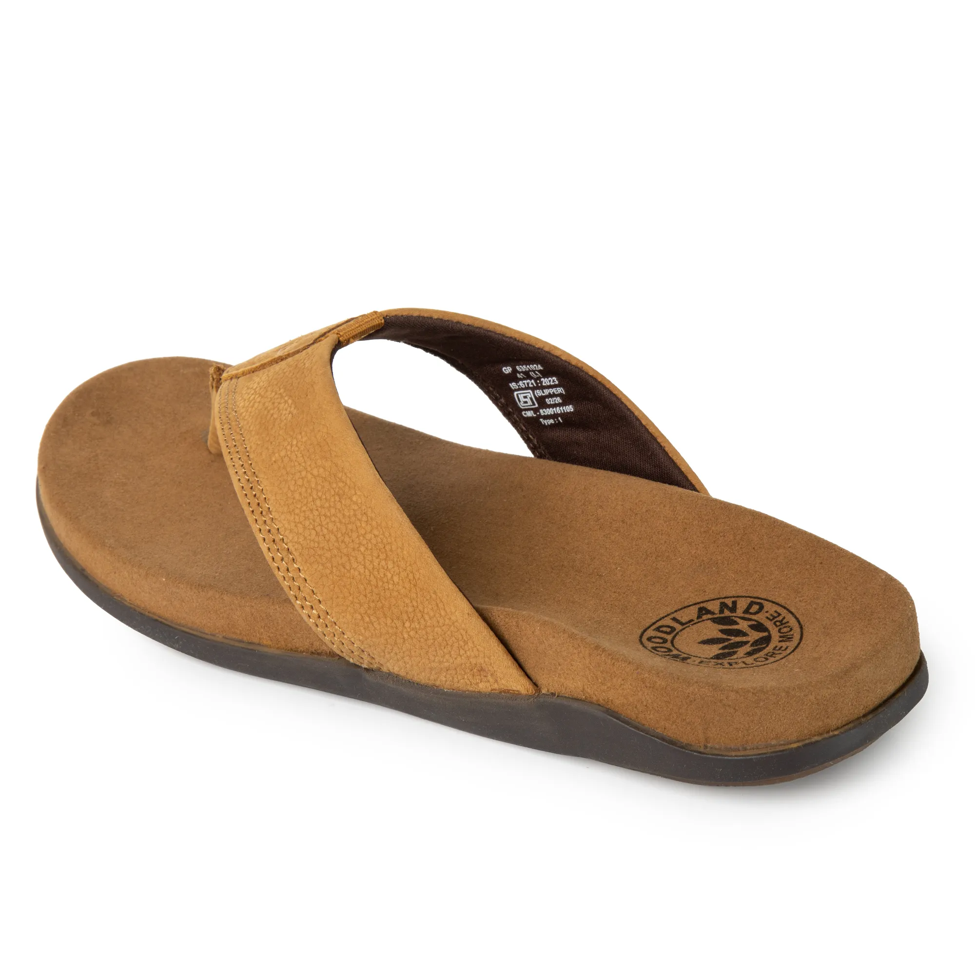 Woodland Men Camel Nubuk Print Slippers - Thumbnail 8