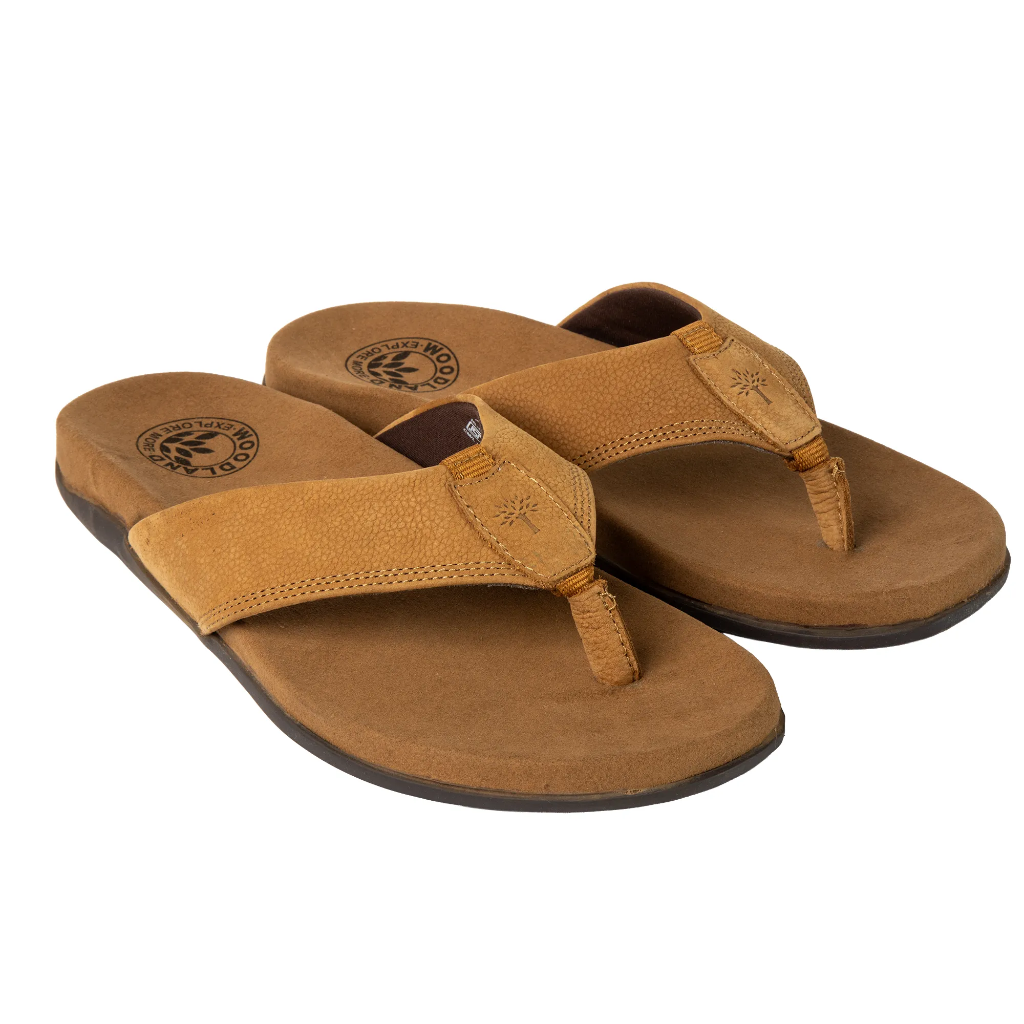 Woodland Men Camel Nubuk Print Slippers - Thumbnail 9
