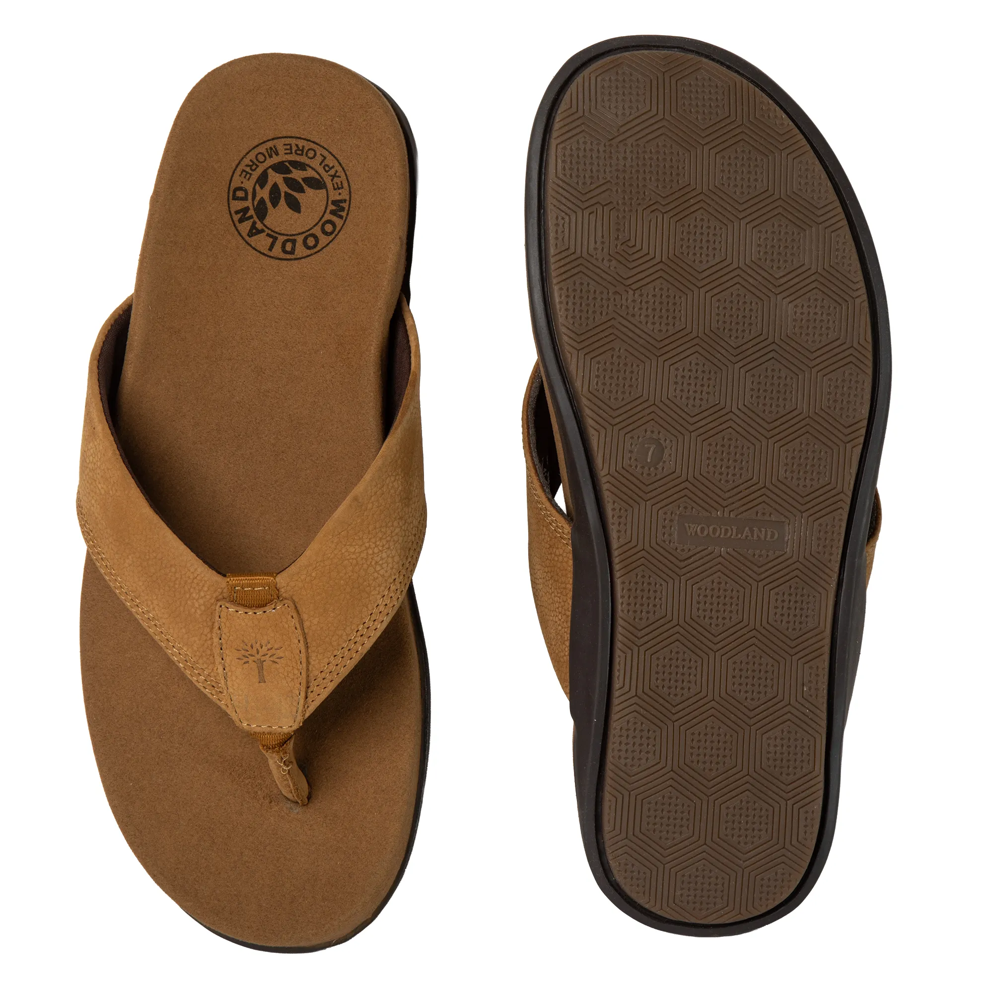 Woodland Men Camel Nubuk Print Slippers - Thumbnail 10