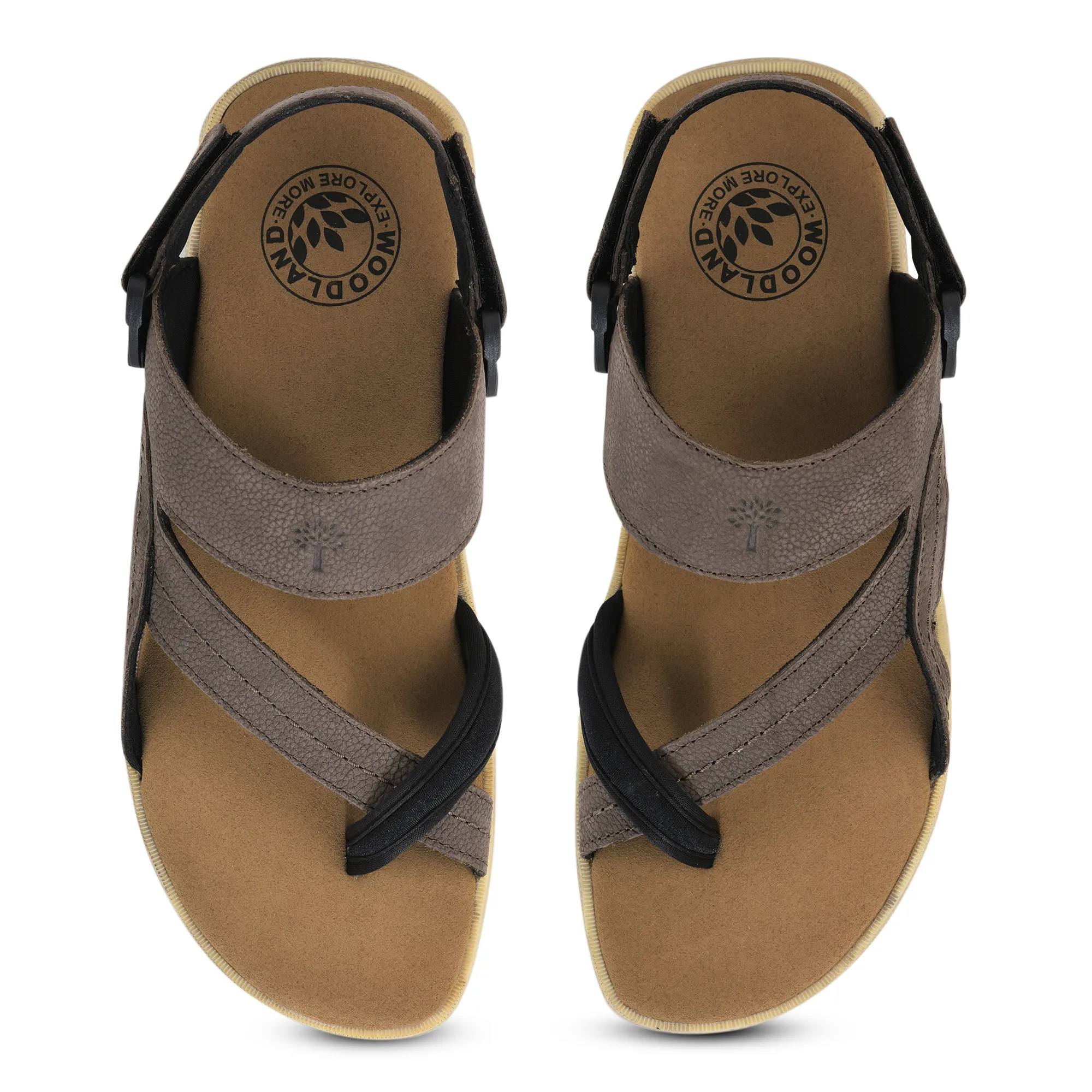 Woodland Men Brown Nubuk Print Comfort Sandal - Thumbnail 5