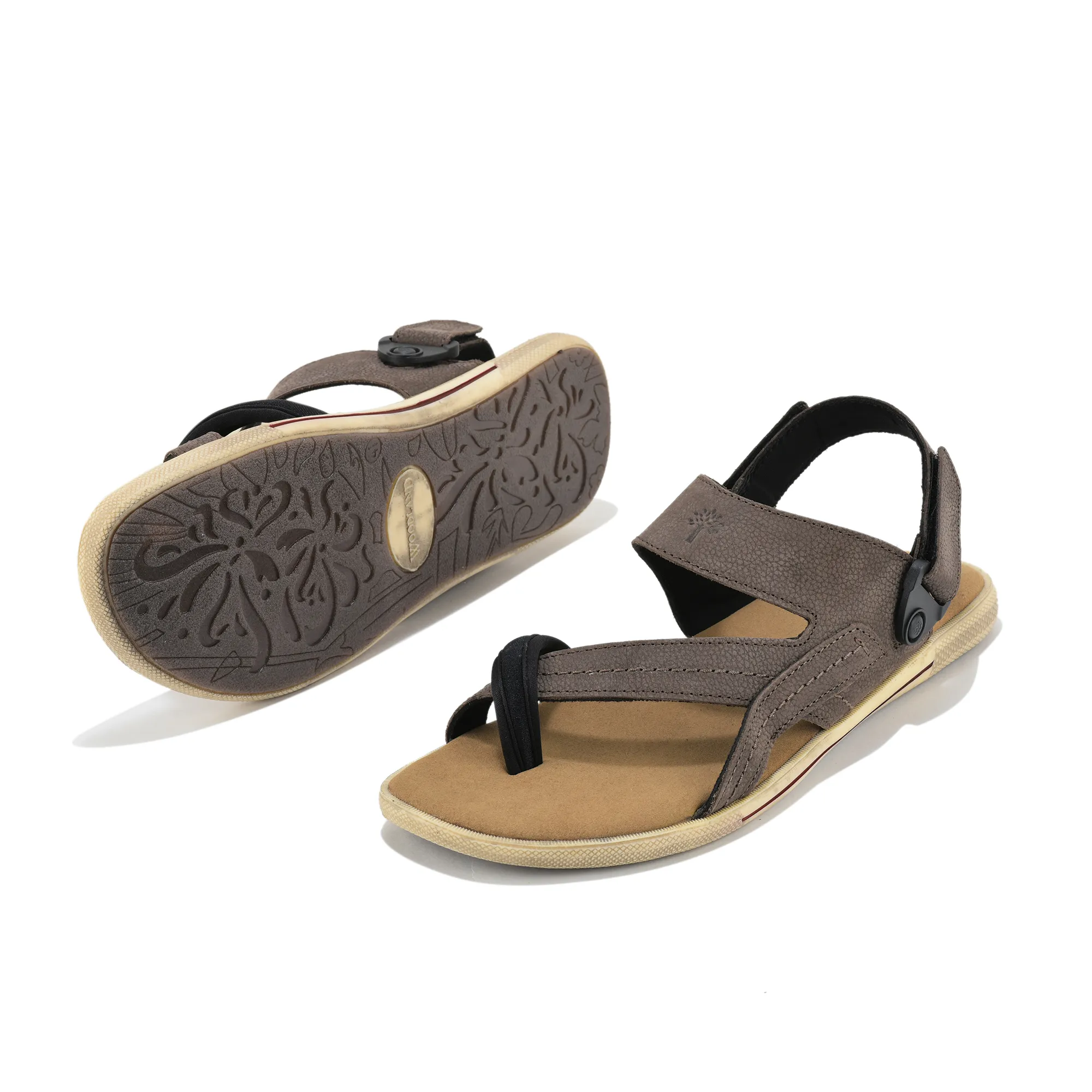 Woodland Men Brown Nubuk Print Comfort Sandal - Thumbnail 6