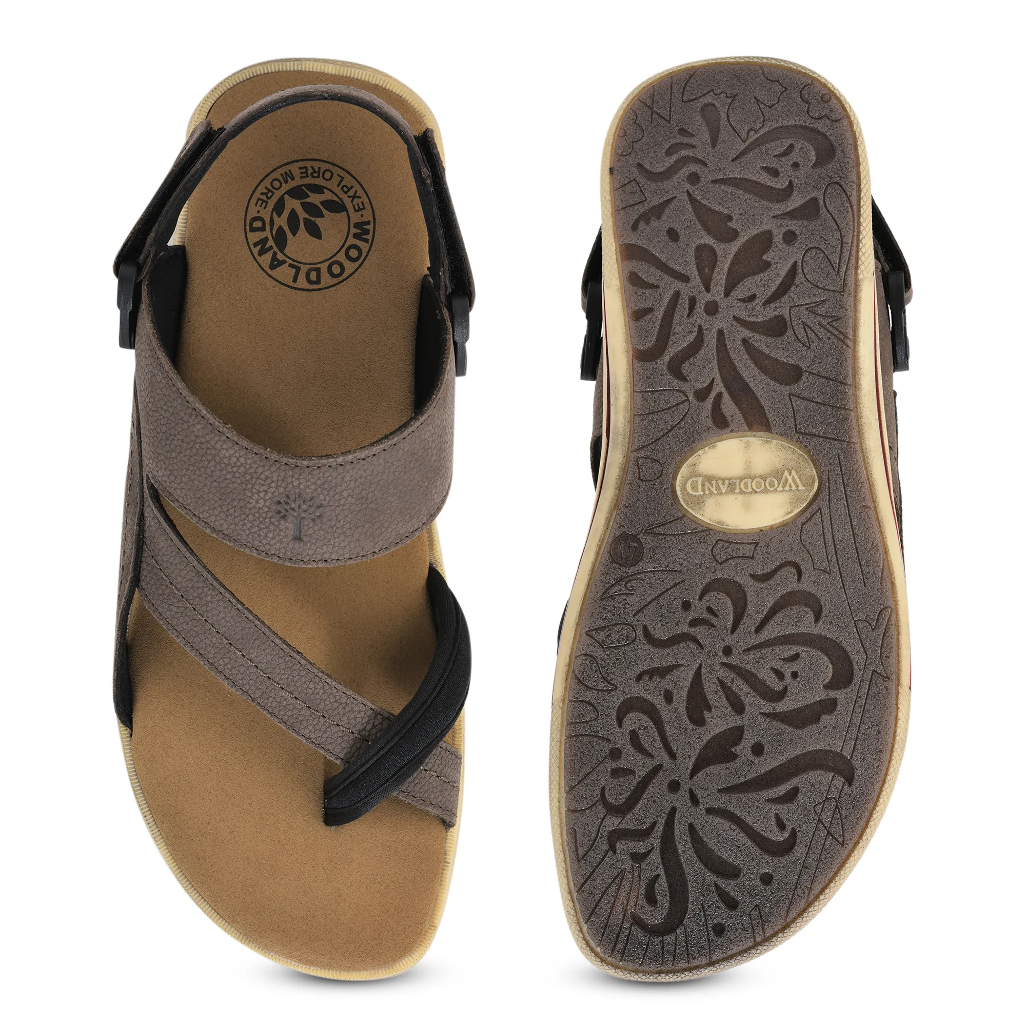 Woodland Men Brown Nubuk Print Comfort Sandal - Thumbnail 9