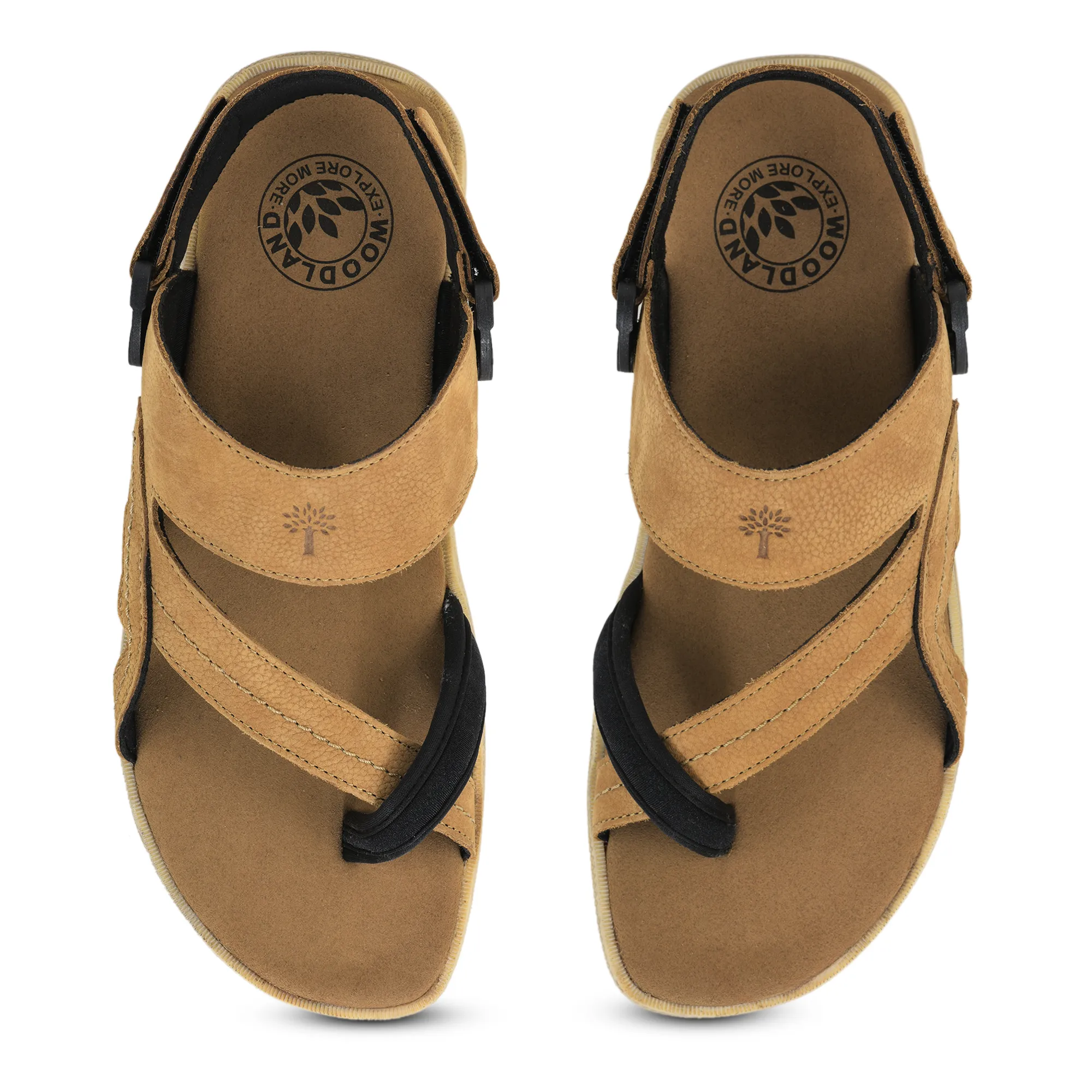 Woodland Men Camel Nubuk Print Comfort Sandal - Thumbnail 5