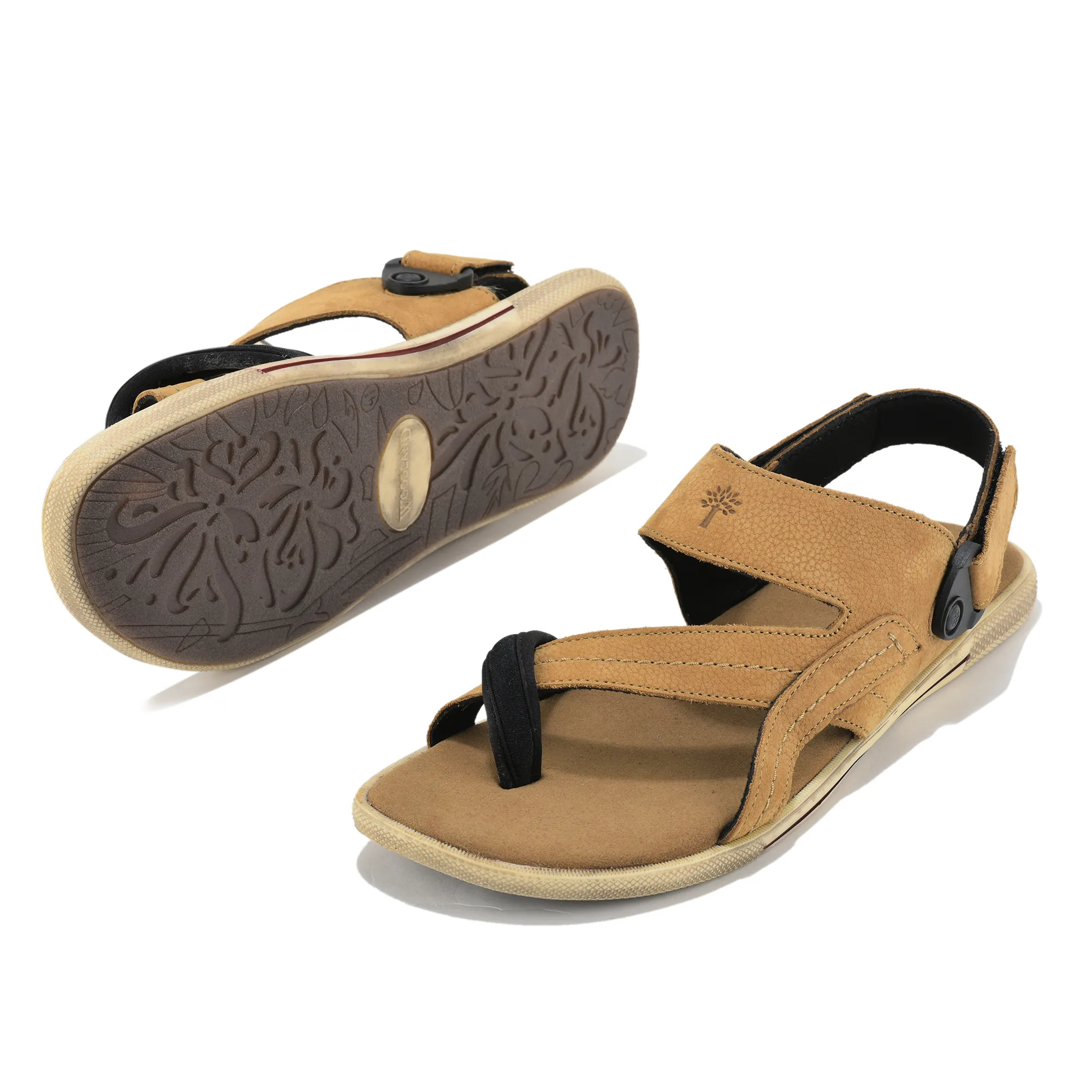Woodland Men Camel Nubuk Print Comfort Sandal - Thumbnail 6