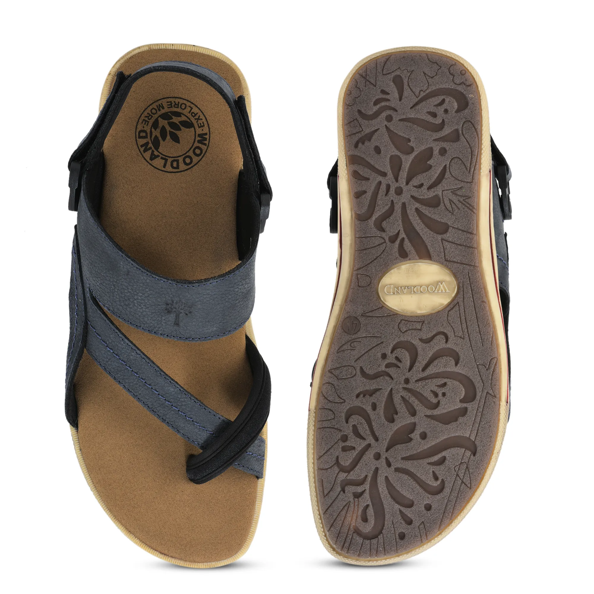 Woodland Men Denim Nubuk Print Comfort Sandal - Thumbnail 9