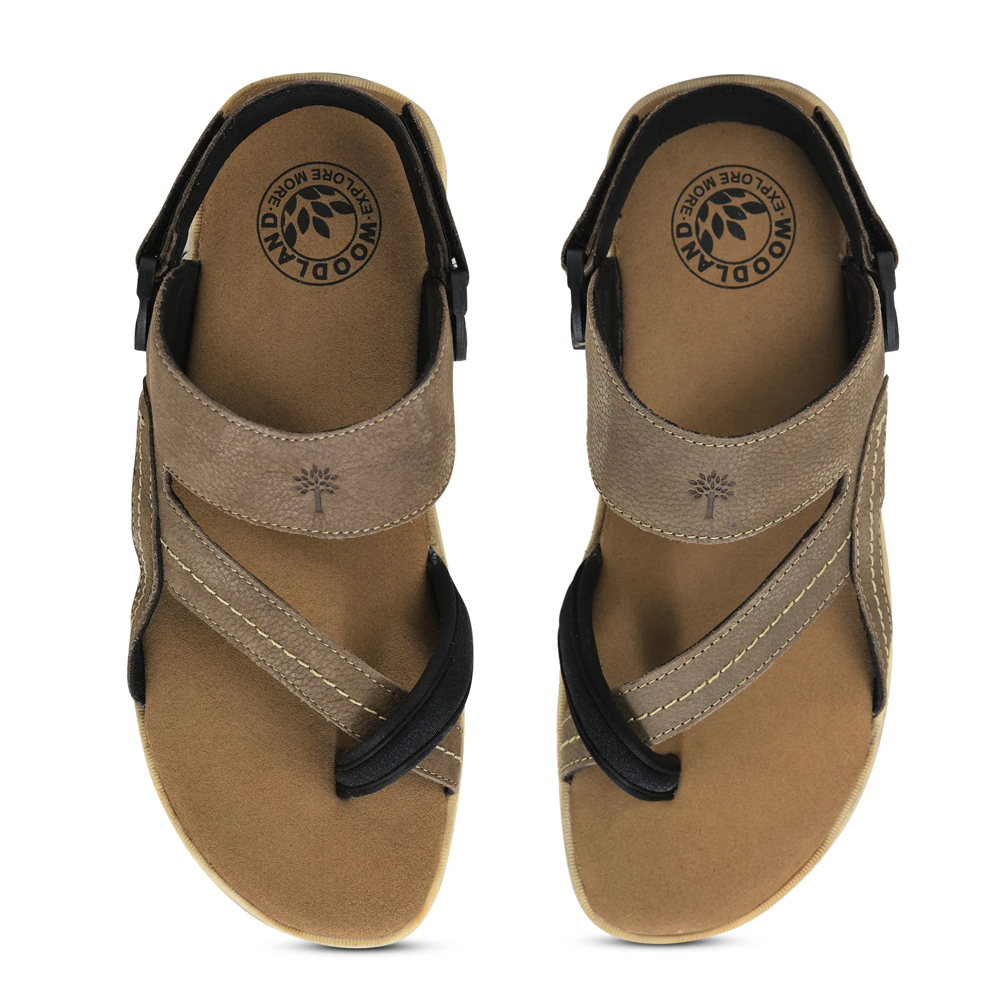Woodland Men DKhaki Nubuk Print Comfort Sandal - Thumbnail 5