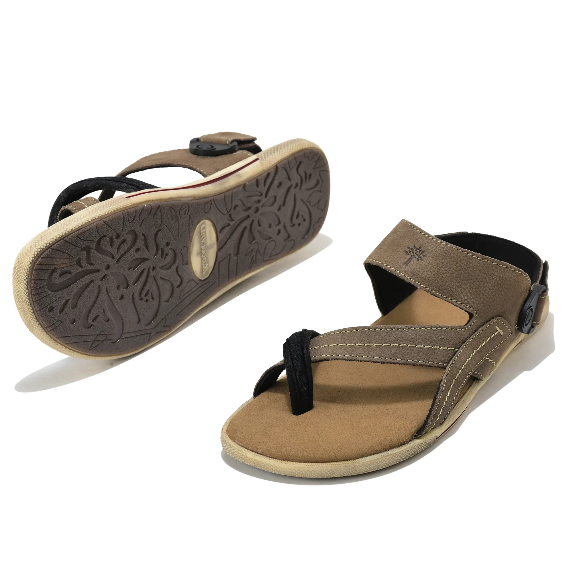 Woodland Men DKhaki Nubuk Print Comfort Sandal - Thumbnail 6