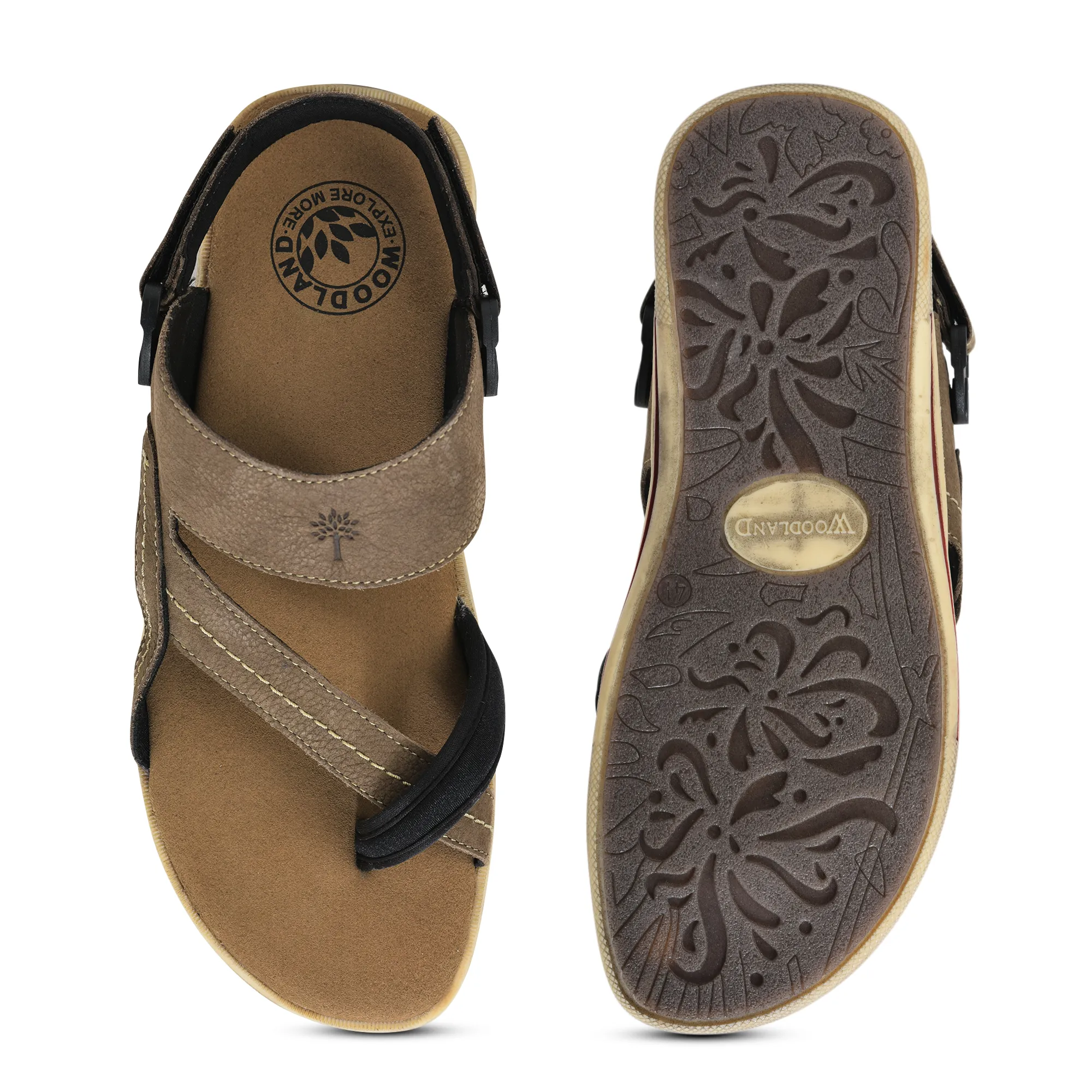 Woodland Men DKhaki Nubuk Print Comfort Sandal - Thumbnail 9