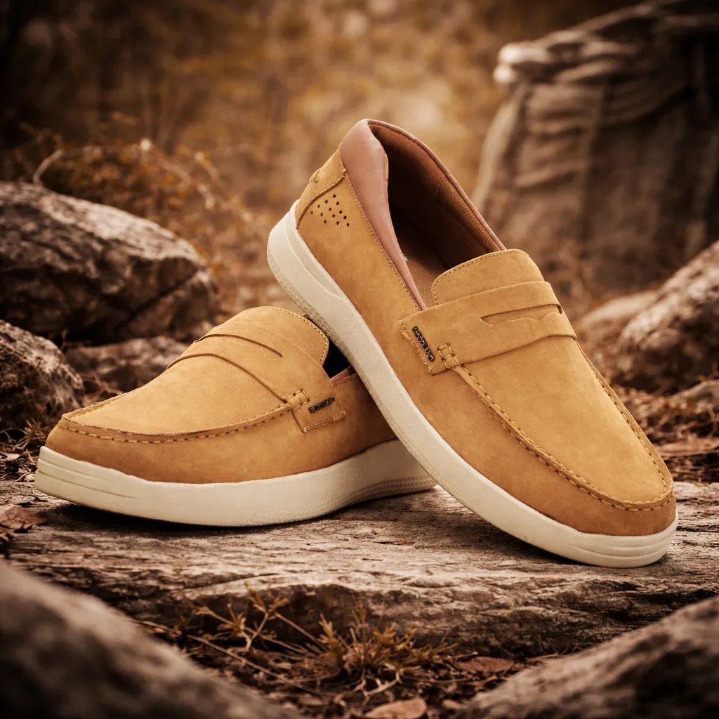 camel-nubuk-print-slip-on-loafers-shoes-for-men