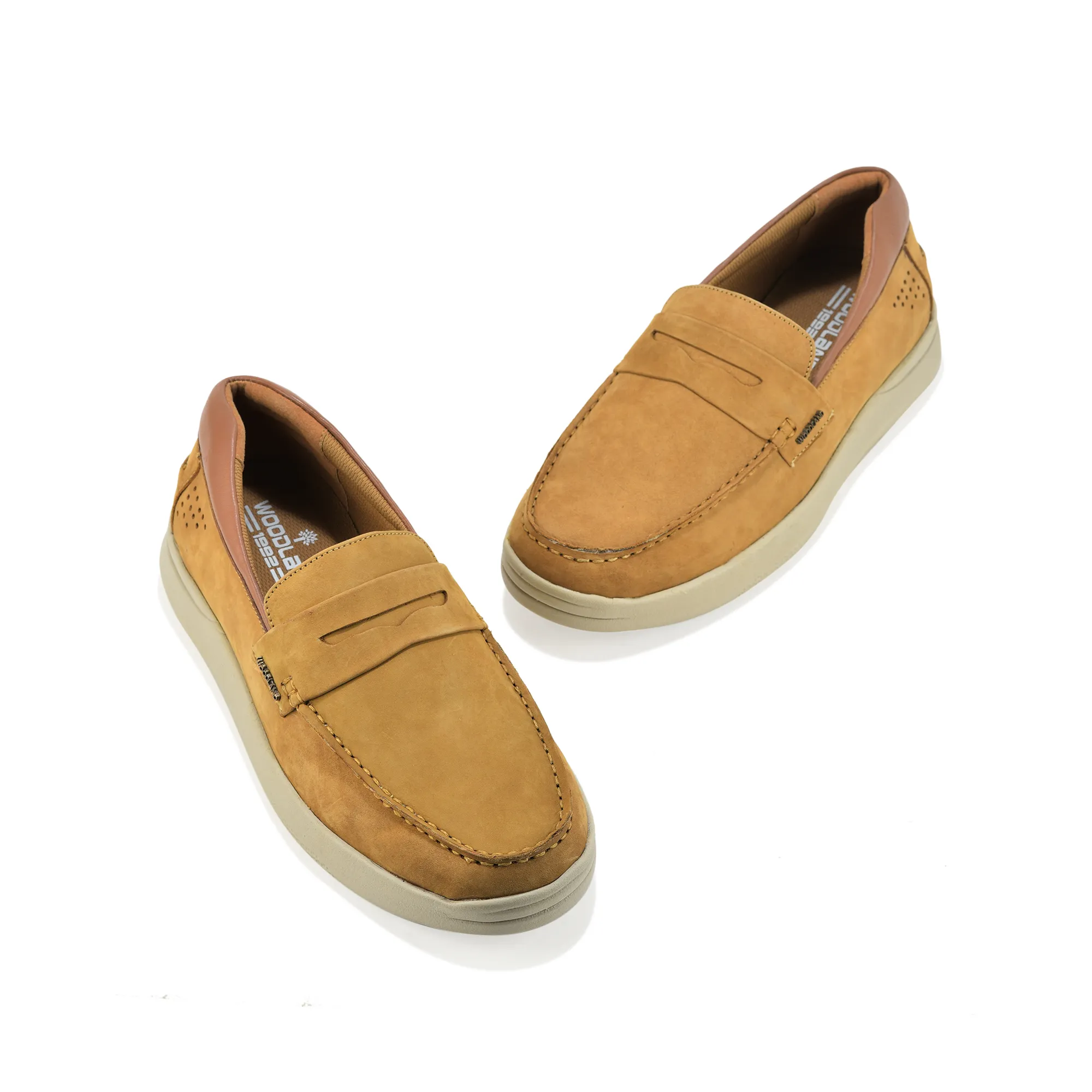 Camel Nubuk Print Slip-On Loafers Shoes For Men - Thumbnail 4