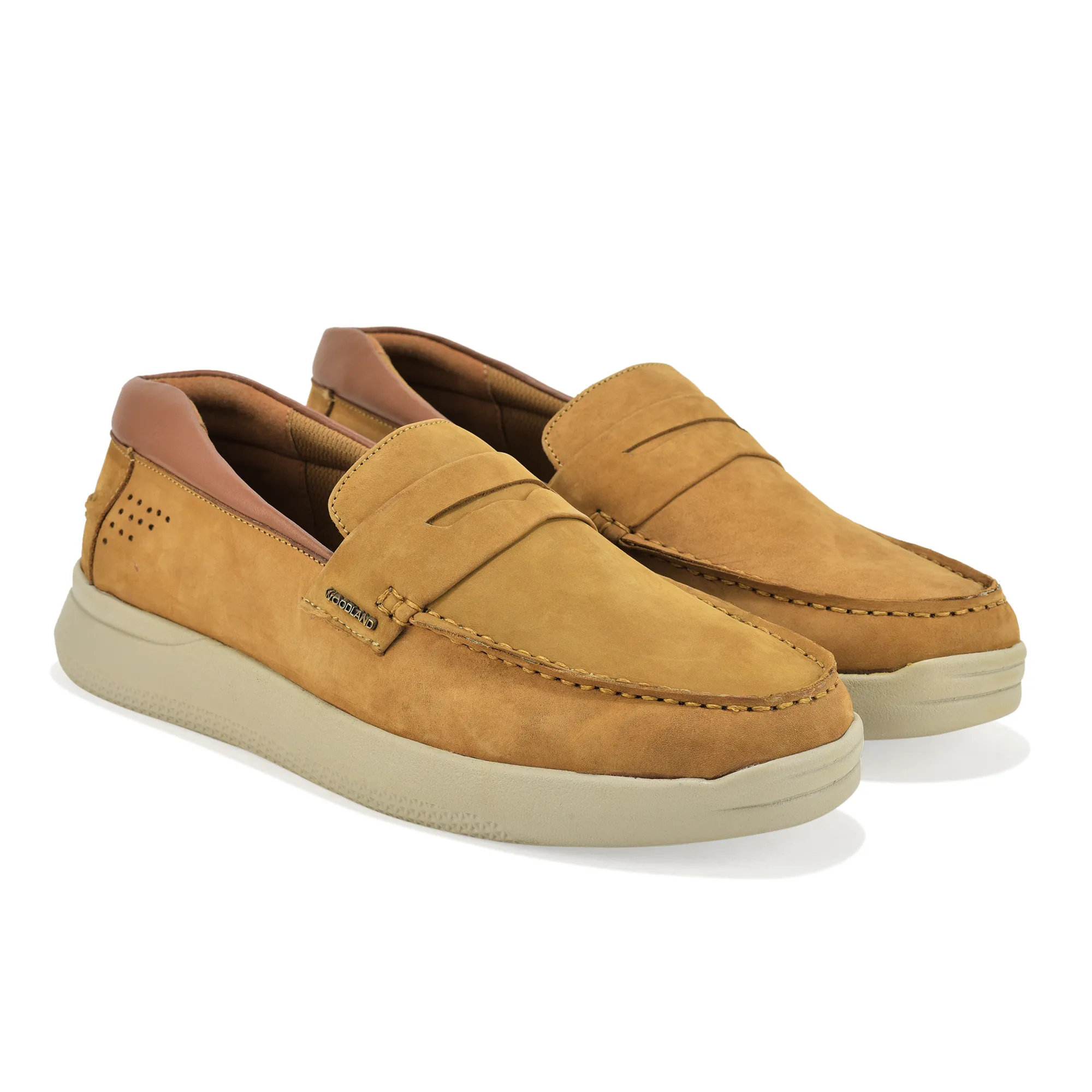Camel Nubuk Print Slip-On Loafers Shoes For Men - Thumbnail 8