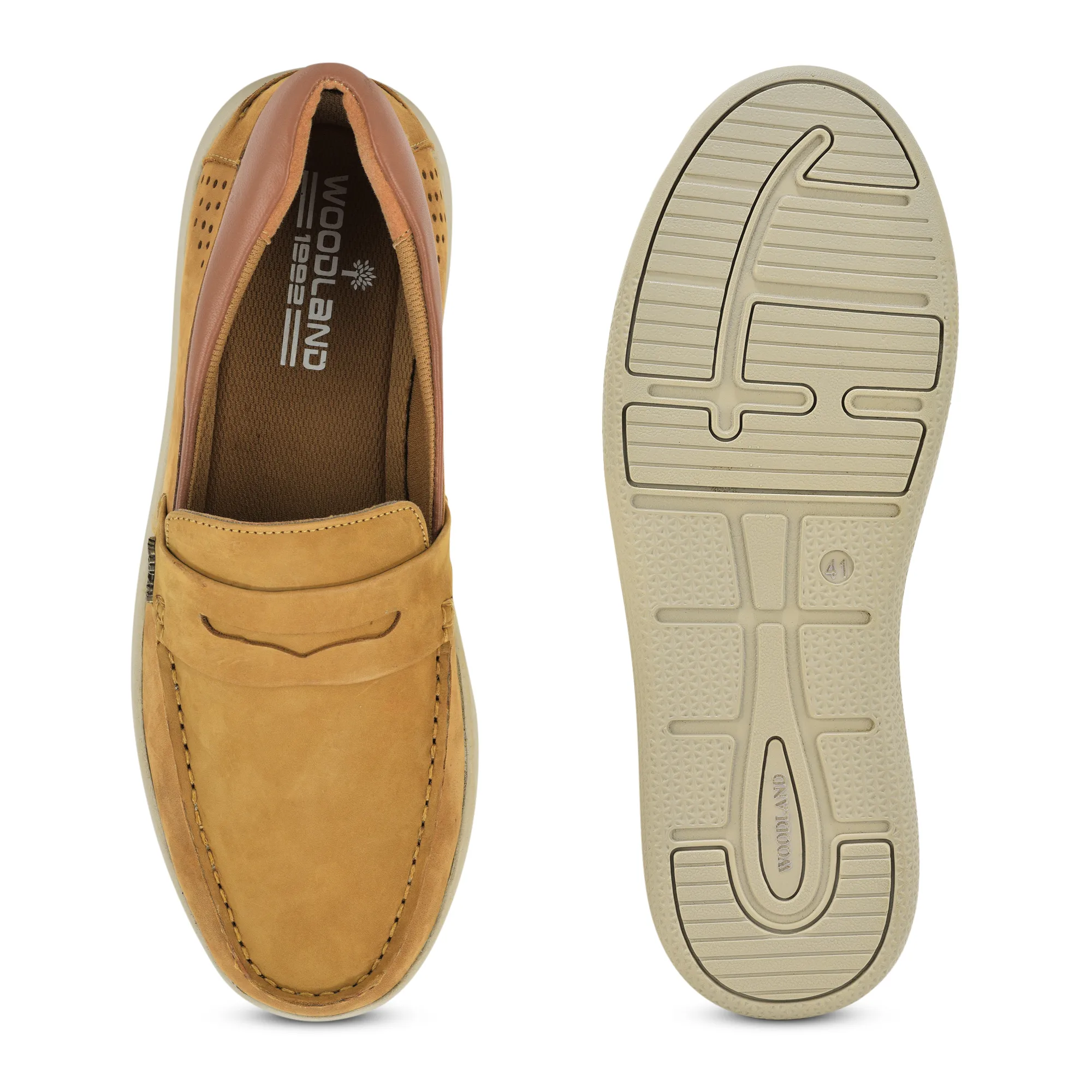 Camel Nubuk Print Slip-On Loafers Shoes For Men - Thumbnail 9