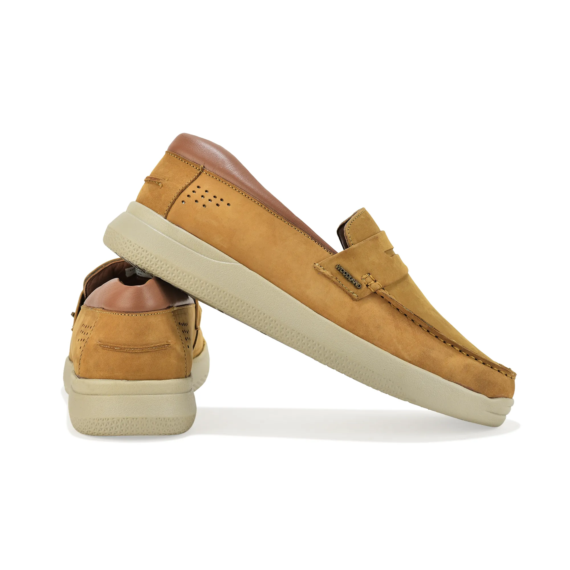 Camel Nubuk Print Slip-On Loafers Shoes For Men - Thumbnail 10