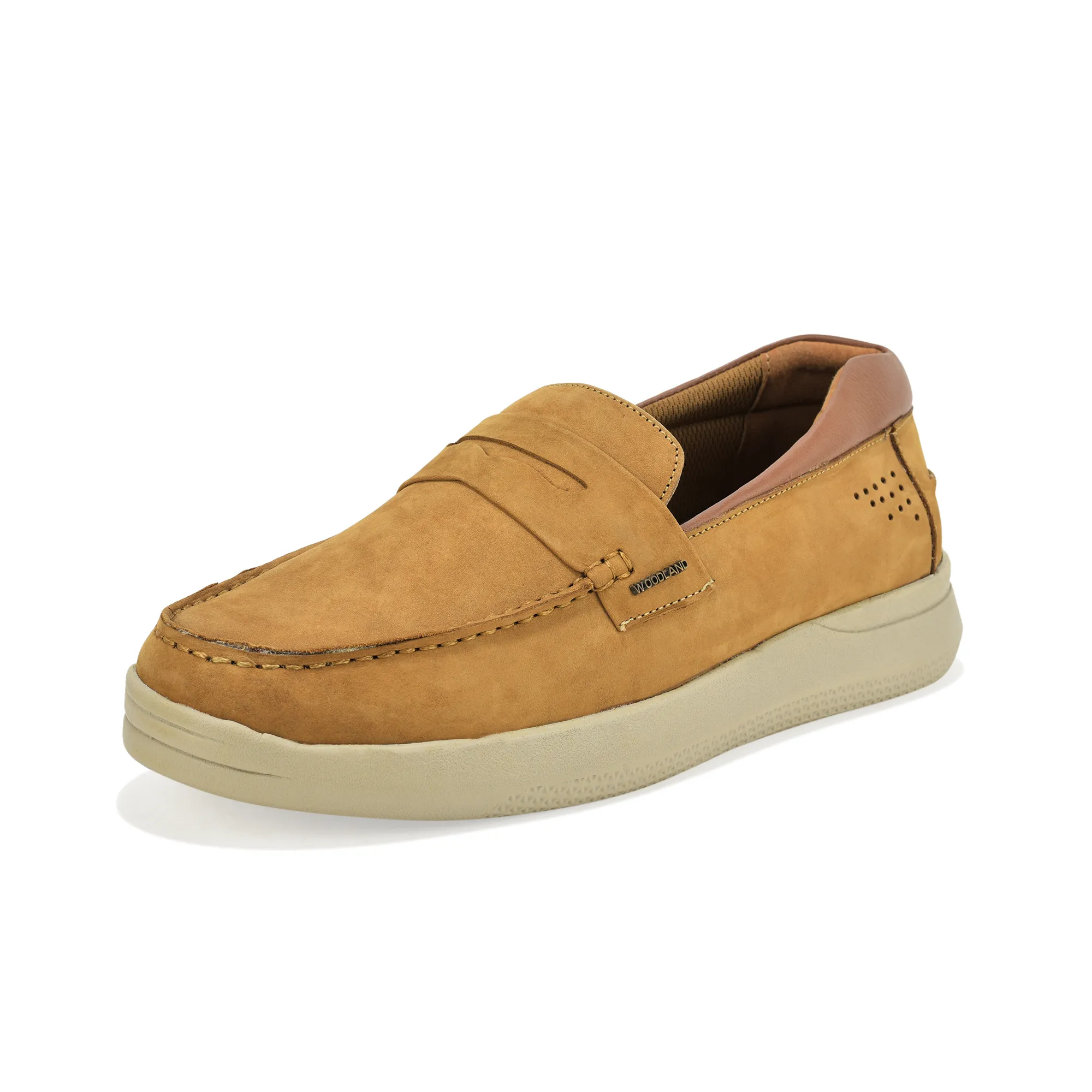 Camel Nubuk Print Slip-On Loafers Shoes For Men - Thumbnail 11