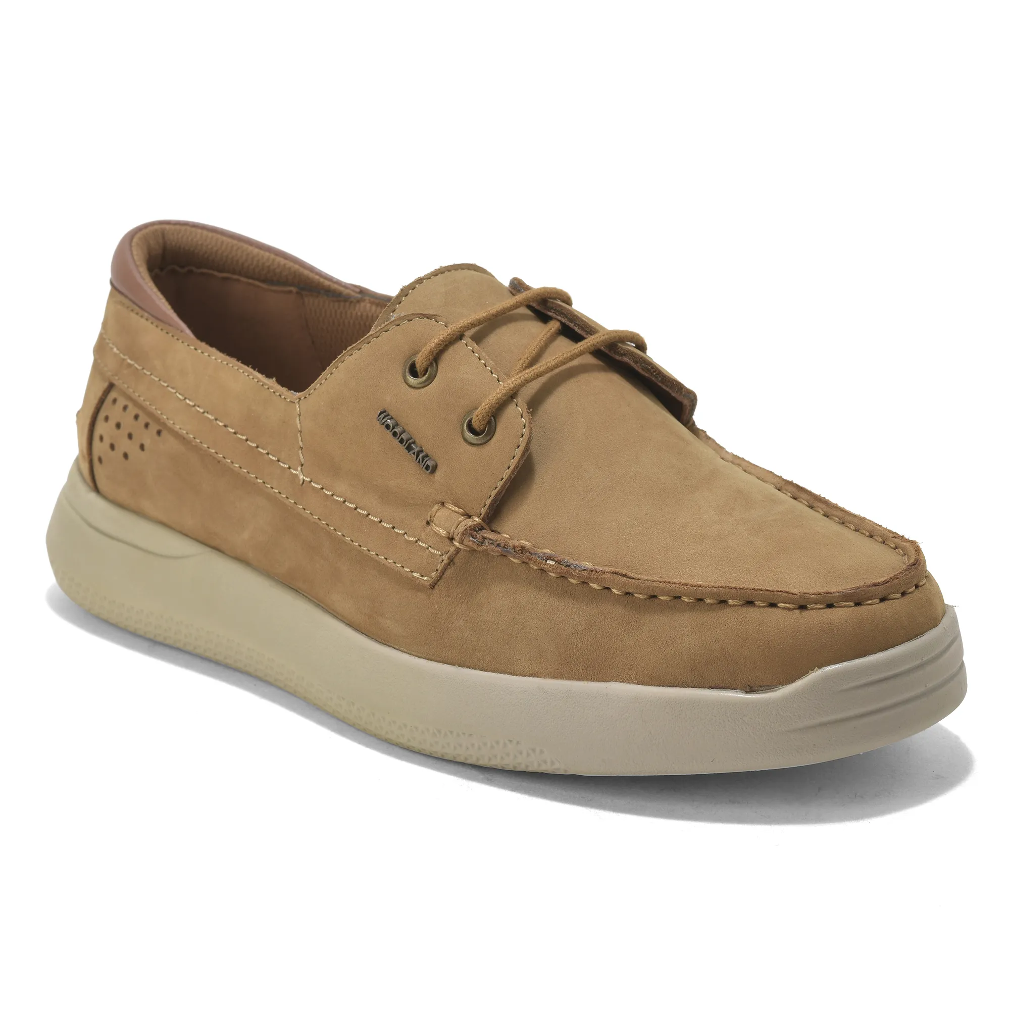 Woodland Camel Nubuk Pathline Casual Lace Shoes - Thumbnail 3