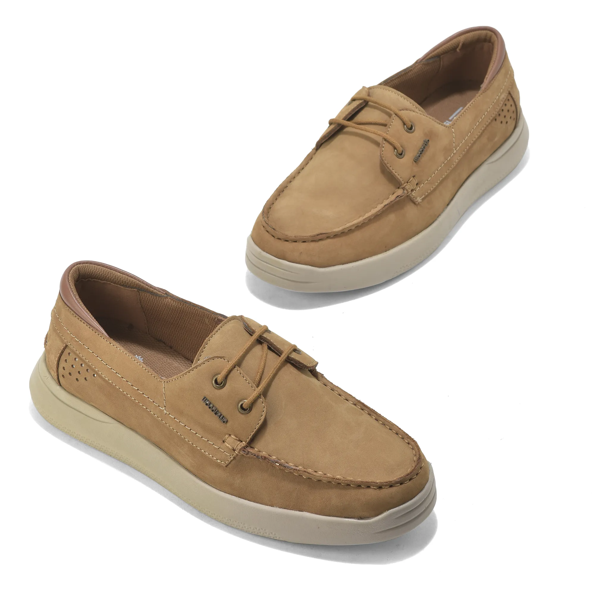 Woodland Camel Nubuk Pathline Casual Lace Shoes - Thumbnail 4