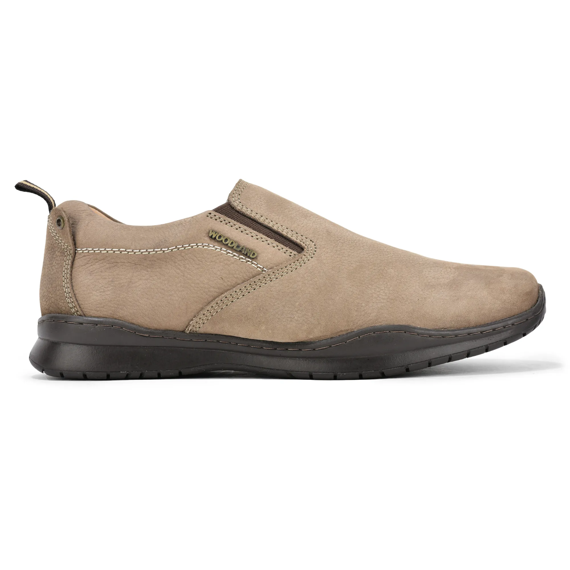 Woodland Casual Dark Khaki Men Slip-On Shoes - Image 1