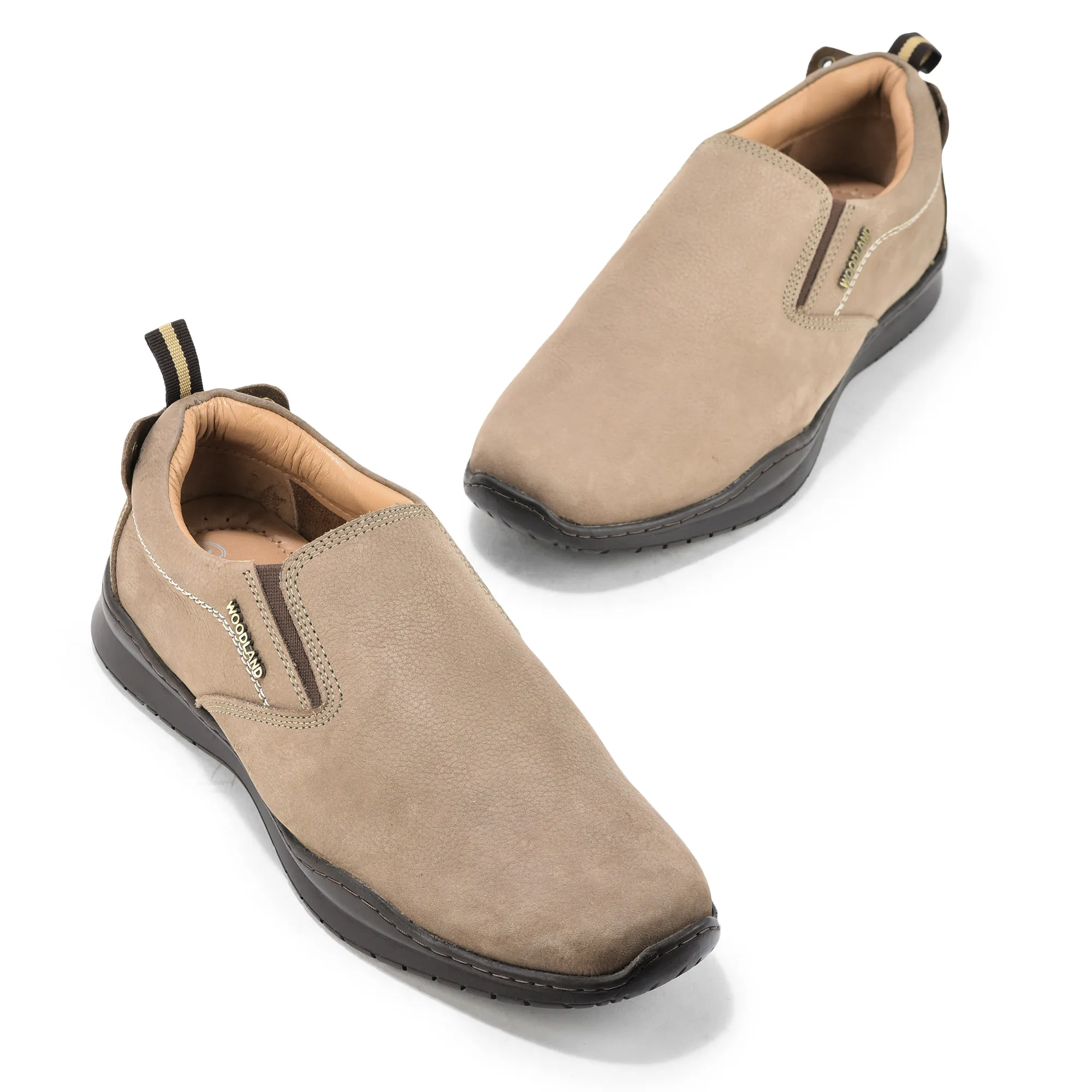 Woodland Casual Dark Khaki Men Slip-On Shoes - Thumbnail 2