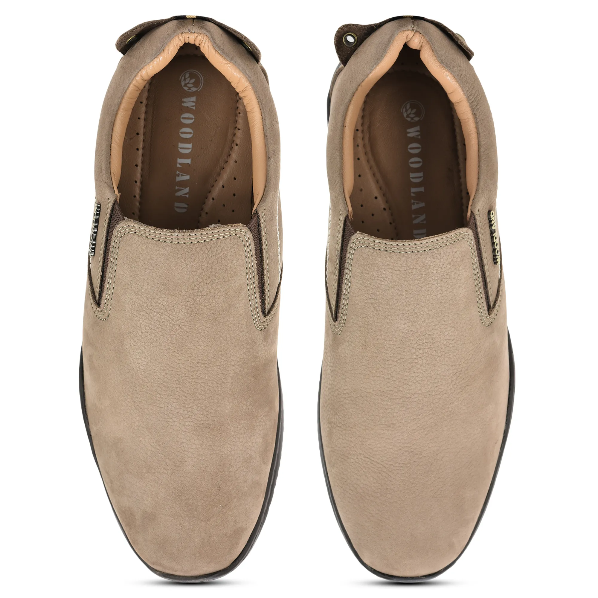 Woodland Casual Dark Khaki Men Slip-On Shoes - Thumbnail 4