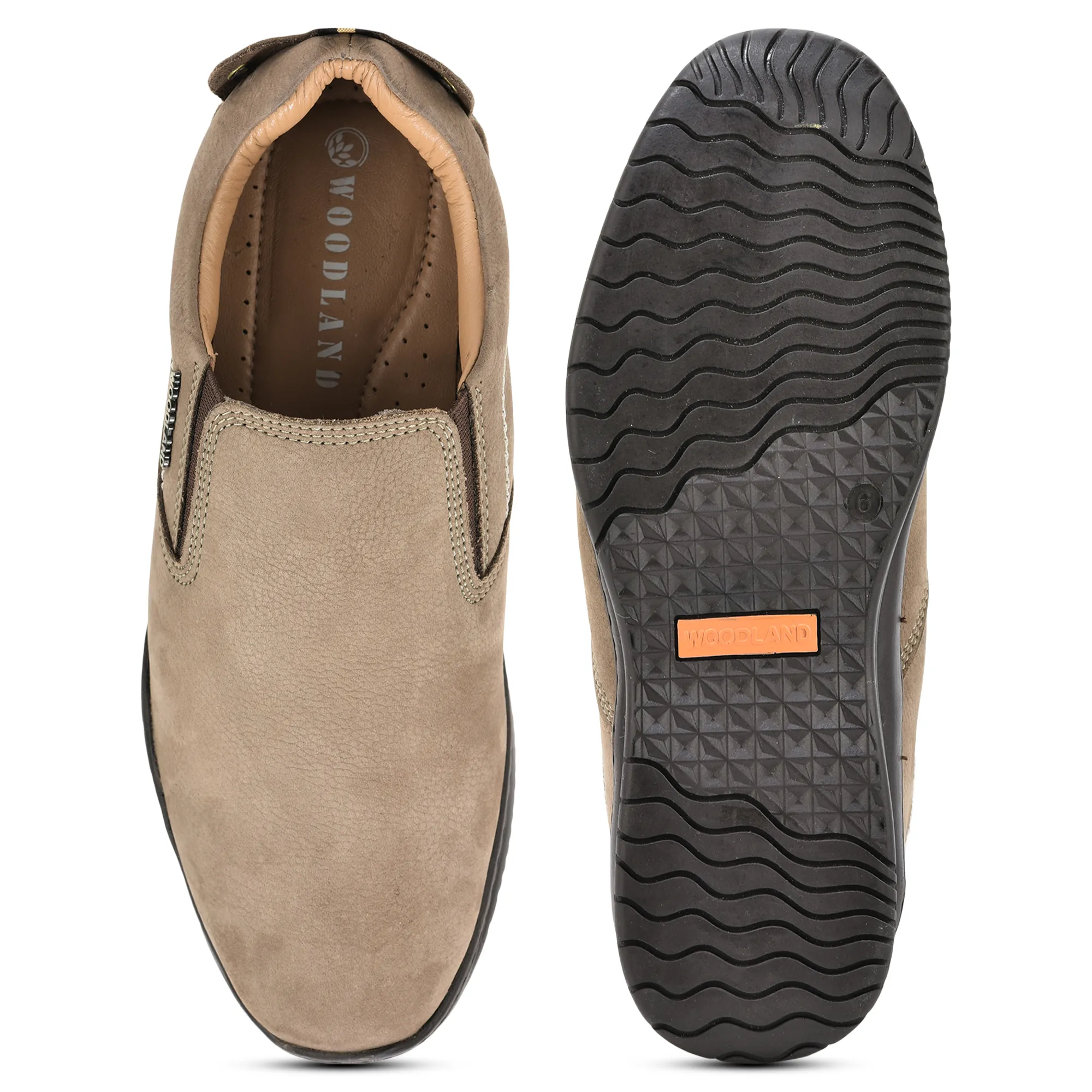 Woodland Casual Dark Khaki Men Slip-On Shoes - Thumbnail 8