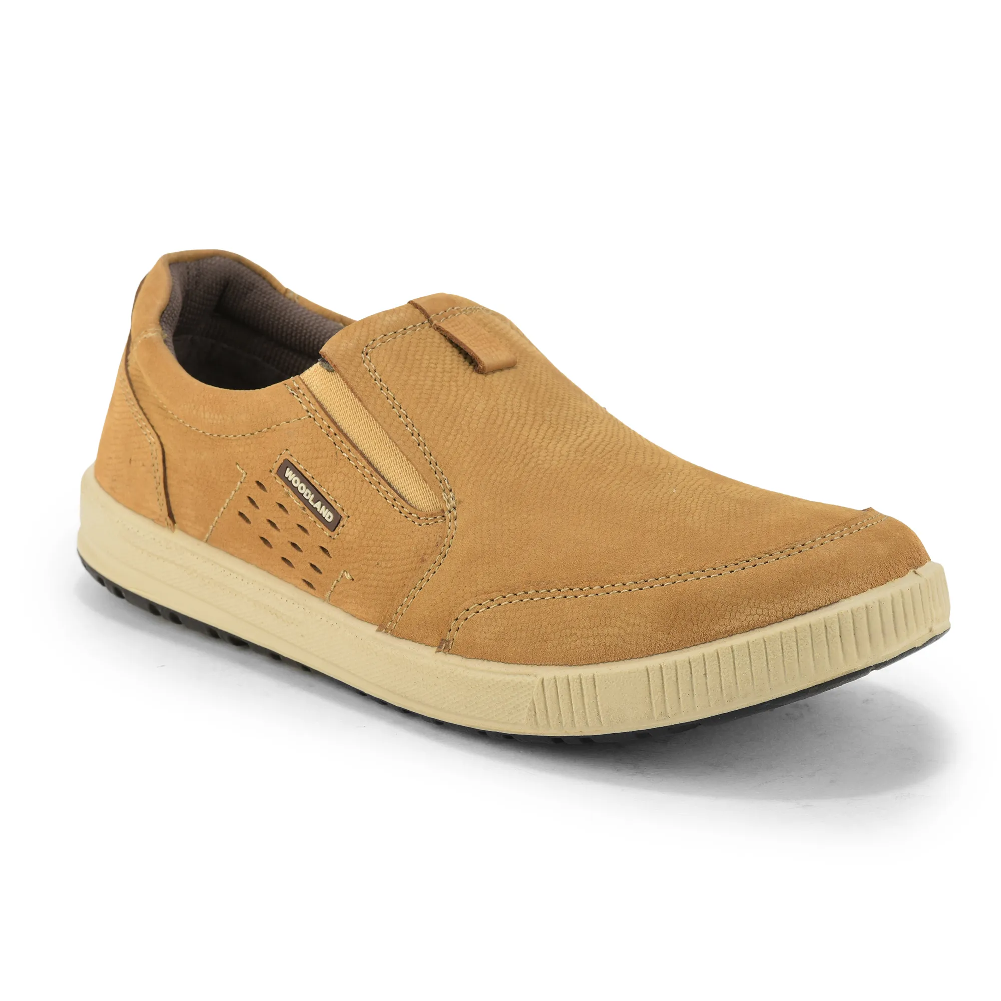 Camel Nubuk Print Casual Slip On Shoes - Thumbnail 3