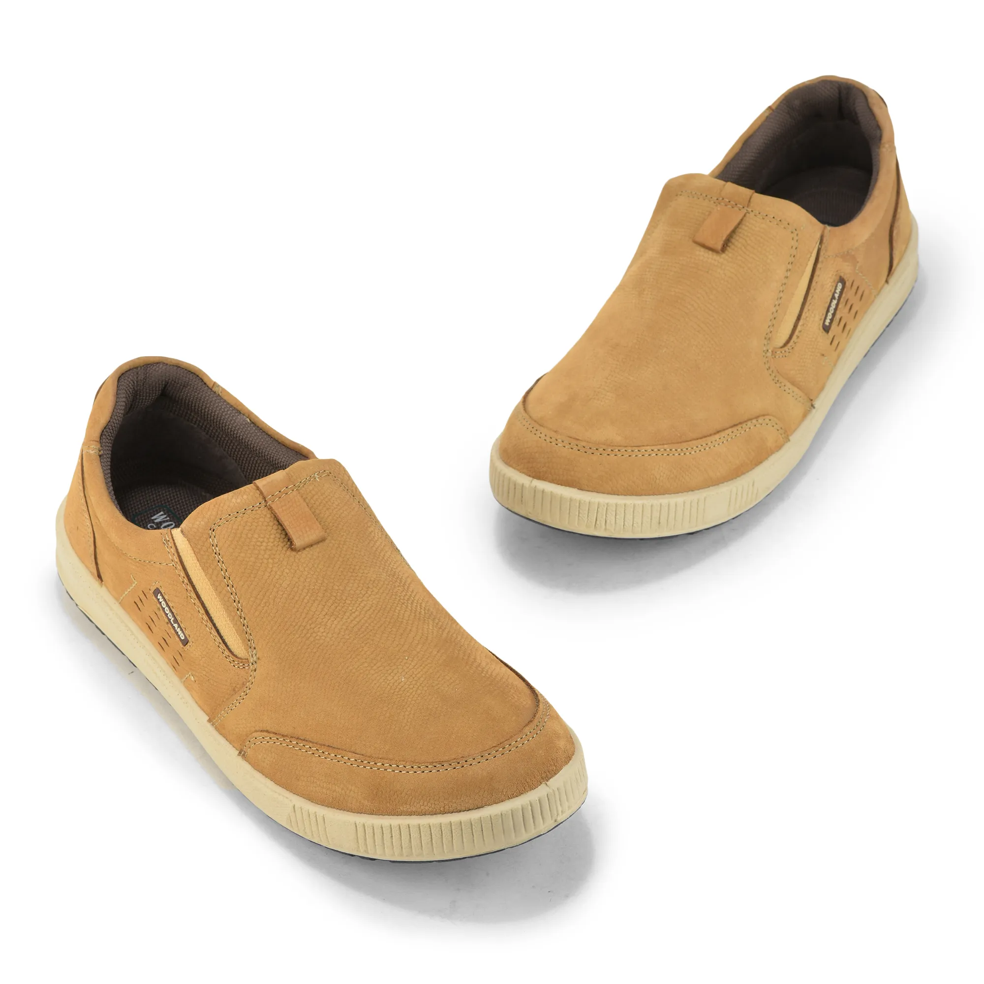 Camel Nubuk Print Casual Slip On Shoes - Thumbnail 4