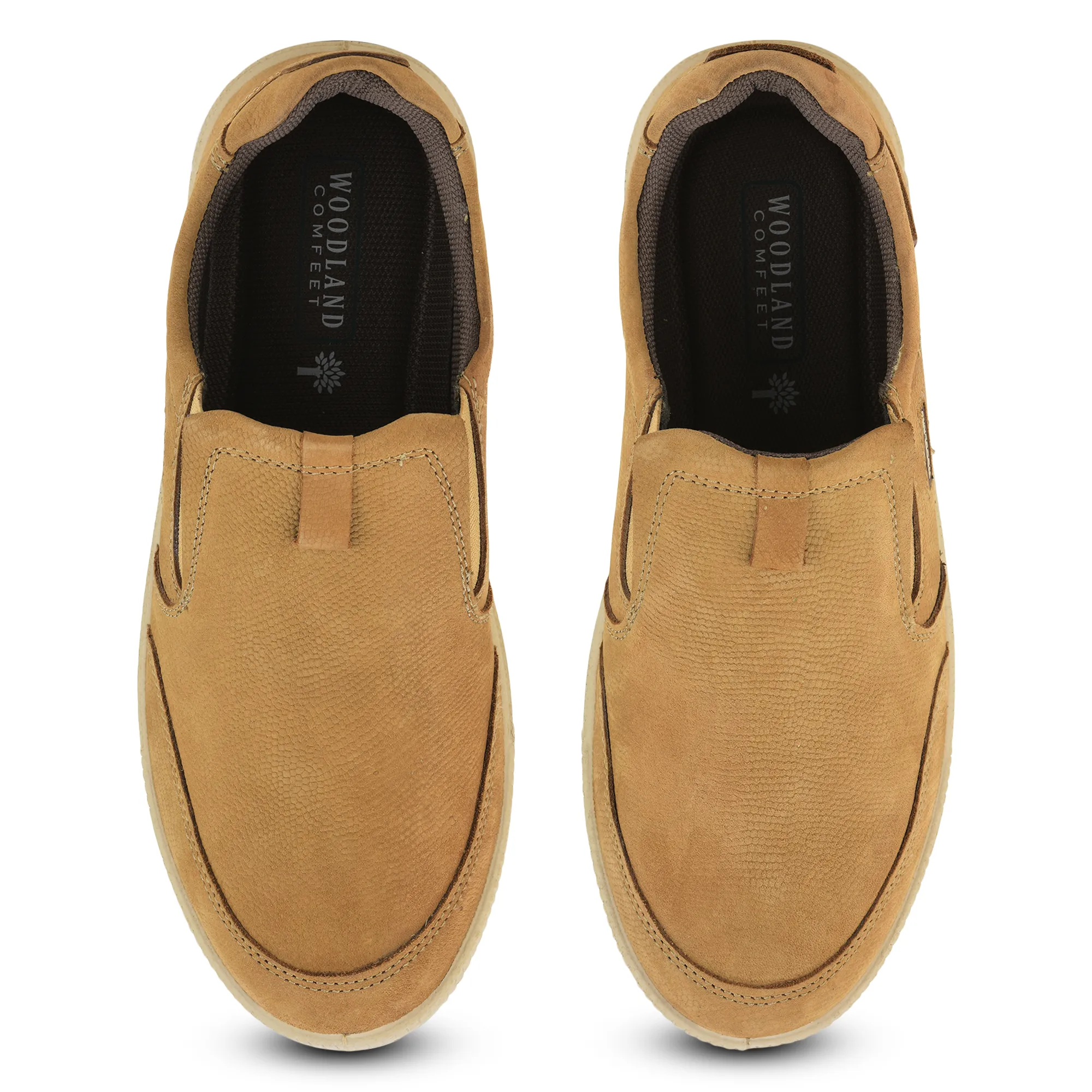 Camel Nubuk Print Casual Slip On Shoes - Thumbnail 5