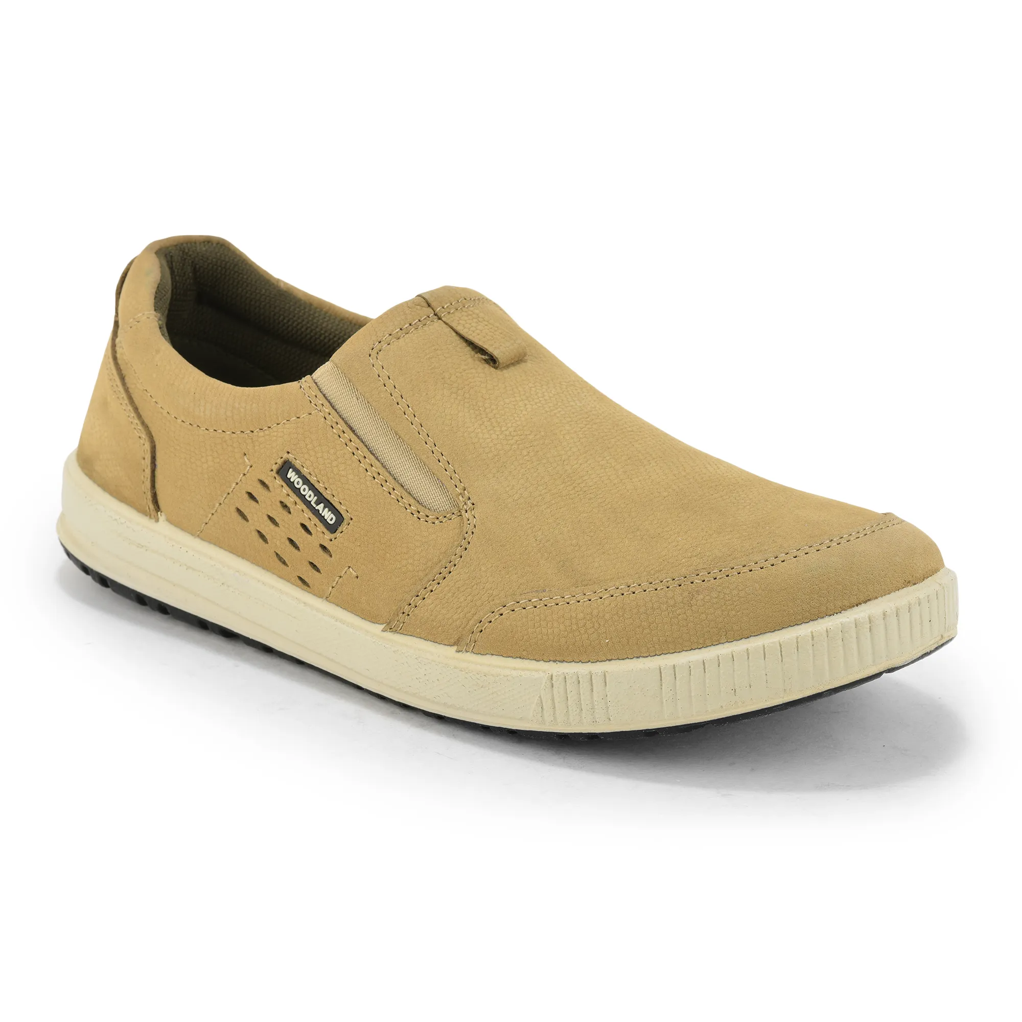Khaki Nubuk Print Casual Slip On Shoes - Thumbnail 3