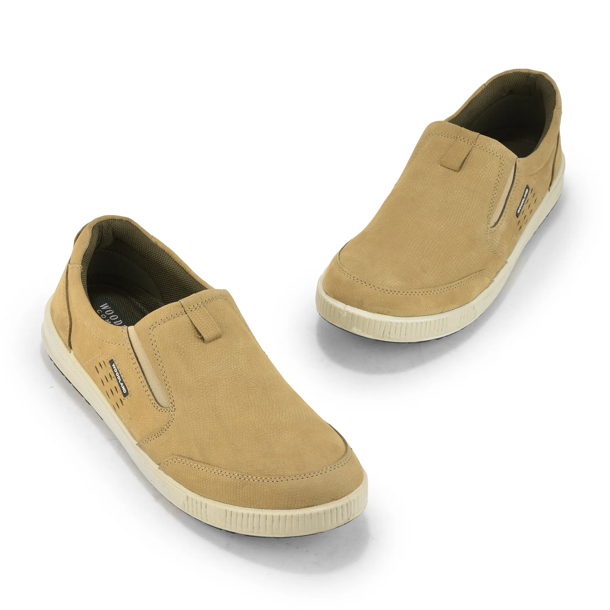 Khaki Nubuk Print Casual Slip On Shoes - Thumbnail 4