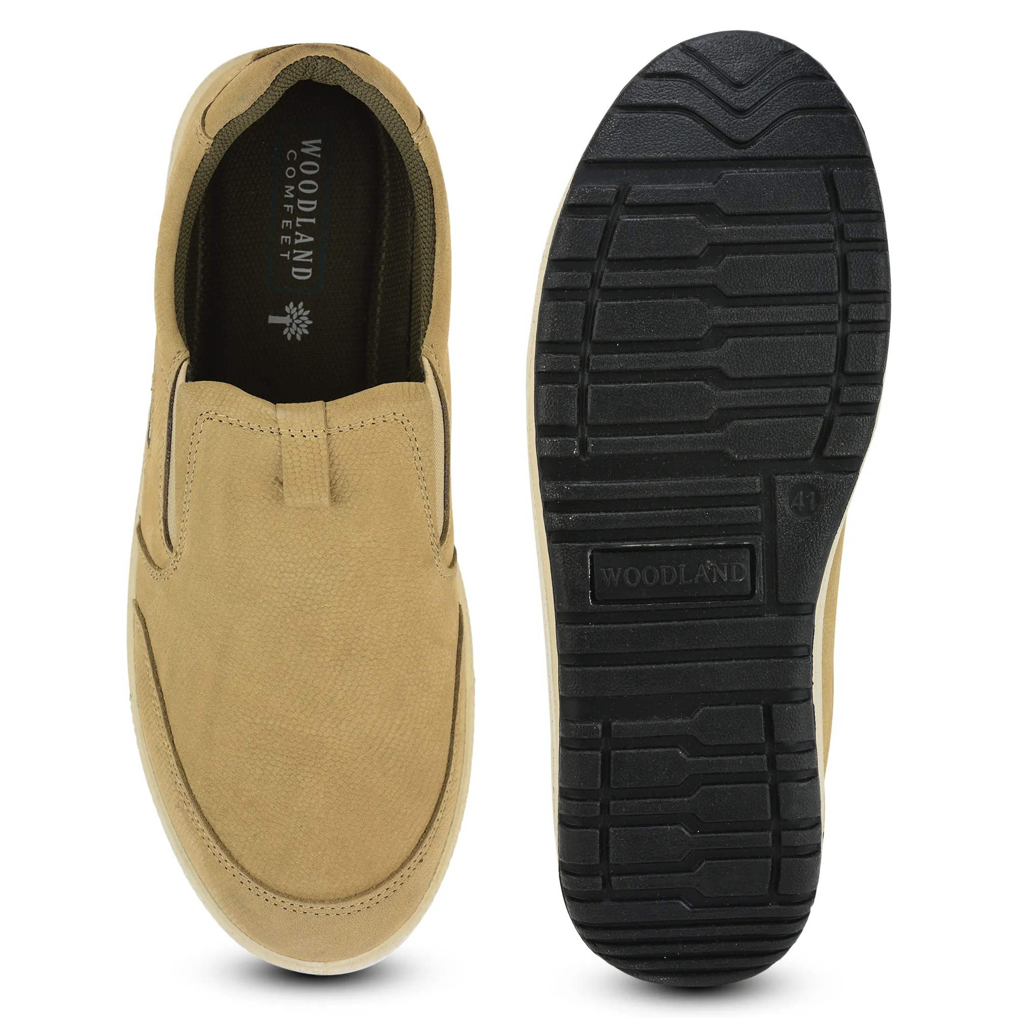 Khaki Nubuk Print Casual Slip On Shoes - Thumbnail 9