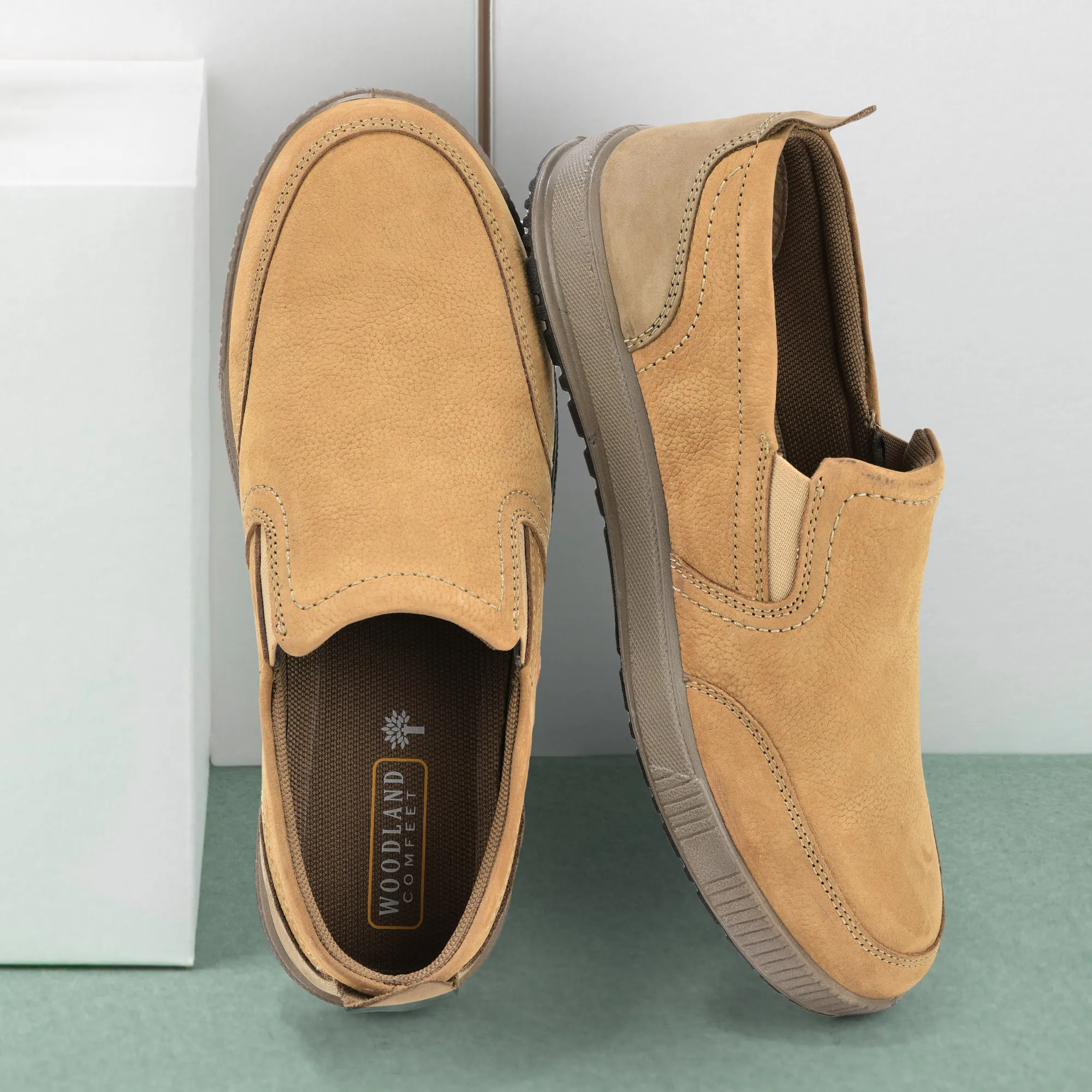 Woodland Camel Nubuk Men Casual Slip-On Shoes - Thumbnail 9