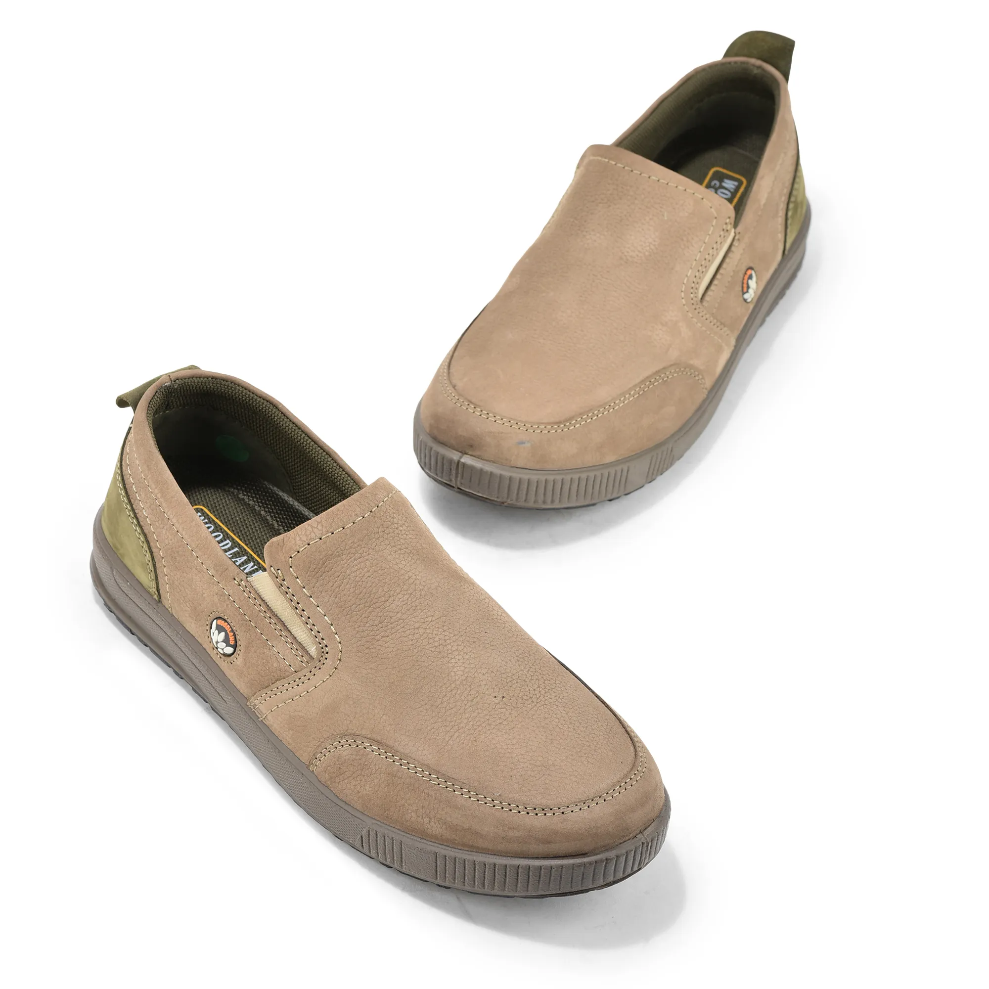 Woodland Dark Khaki Nubuk Men Casual Slip-On Shoes - Thumbnail 2