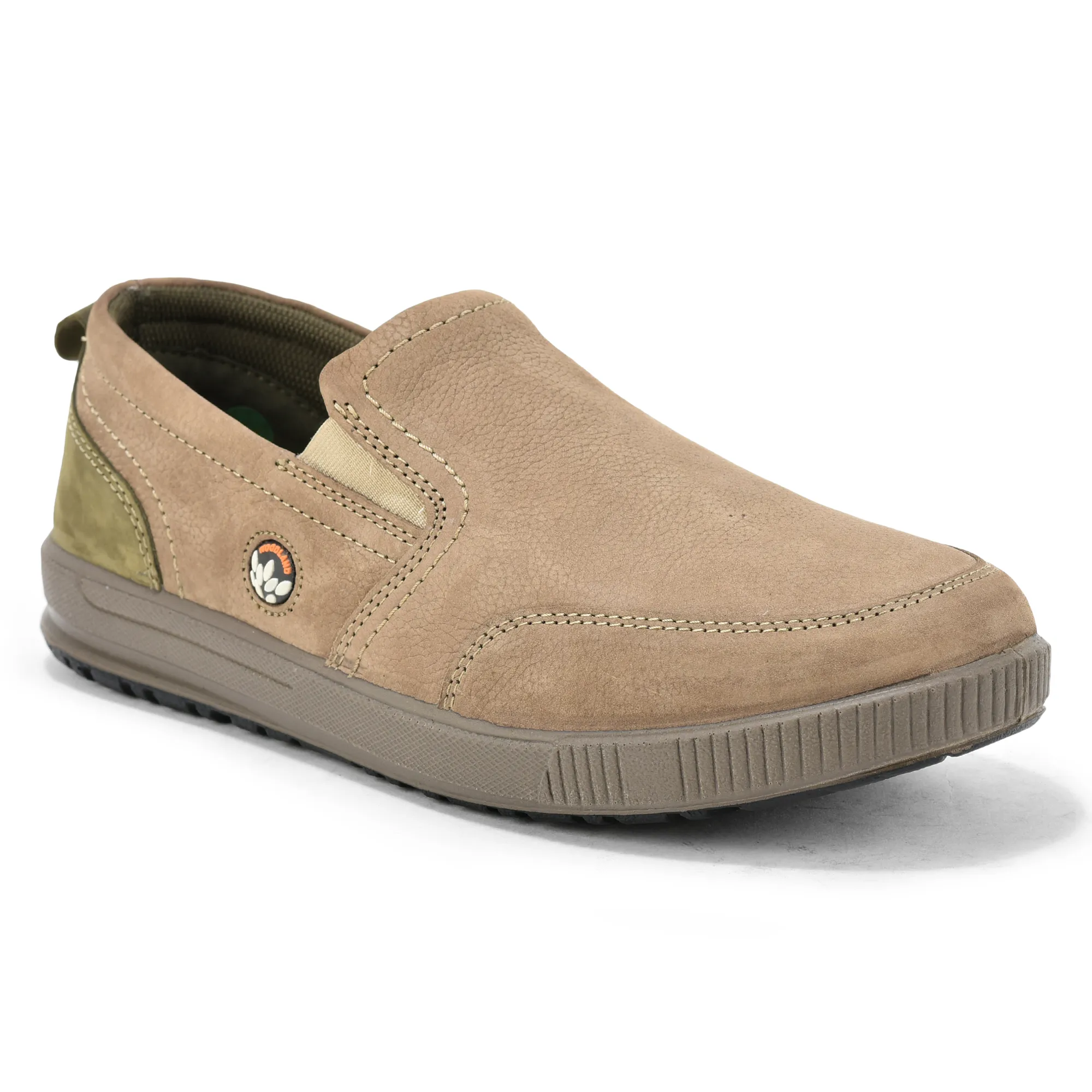 Woodland Dark Khaki Nubuk Men Casual Slip-On Shoes - Thumbnail 3