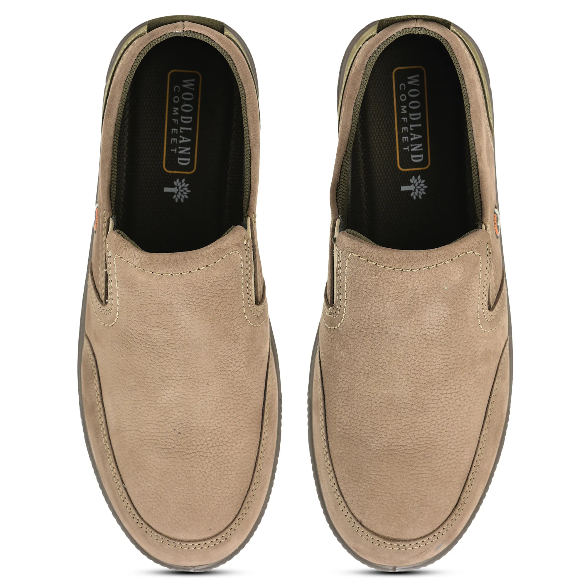 Woodland Dark Khaki Nubuk Men Casual Slip-On Shoes - Thumbnail 4