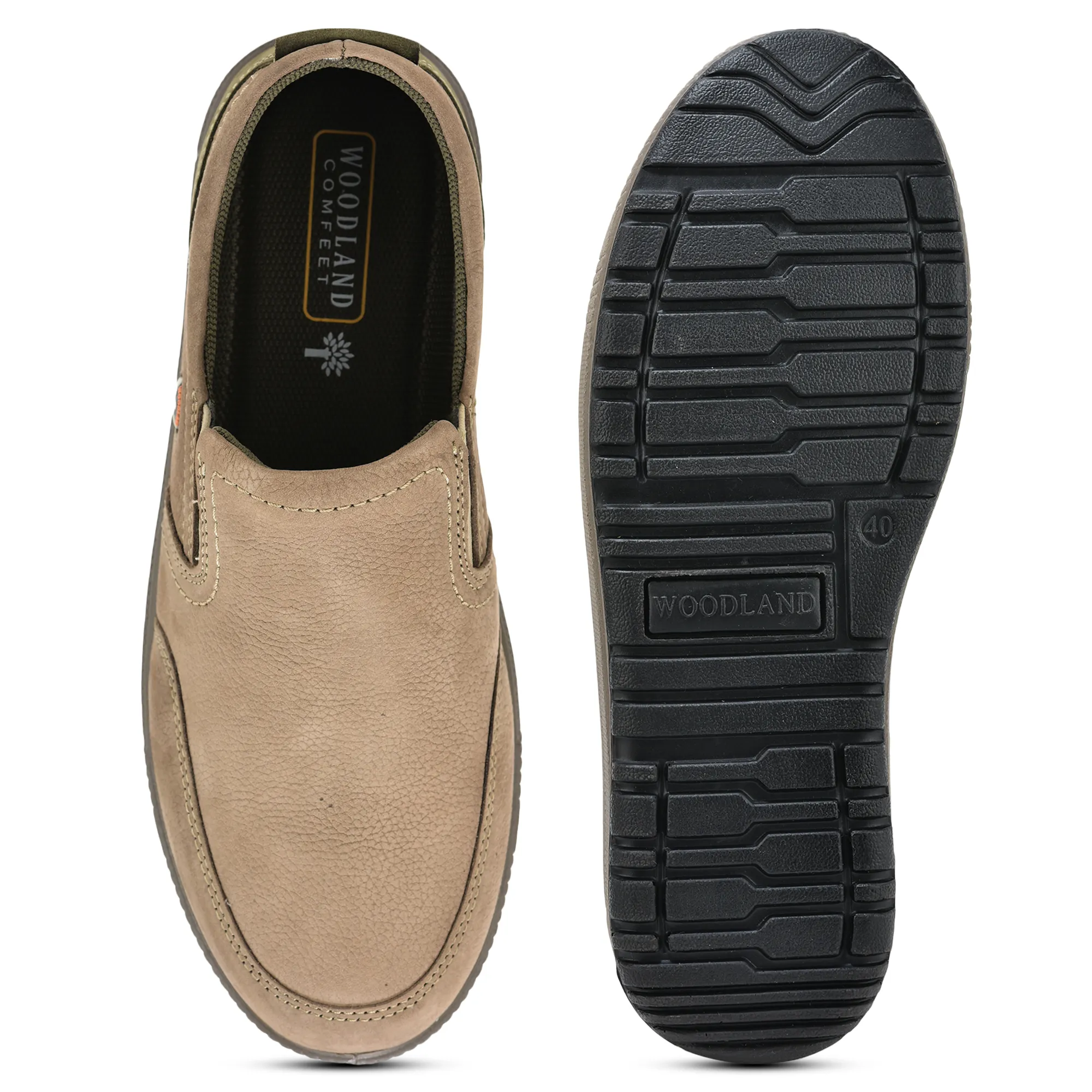 Woodland Dark Khaki Nubuk Men Casual Slip-On Shoes - Thumbnail 8