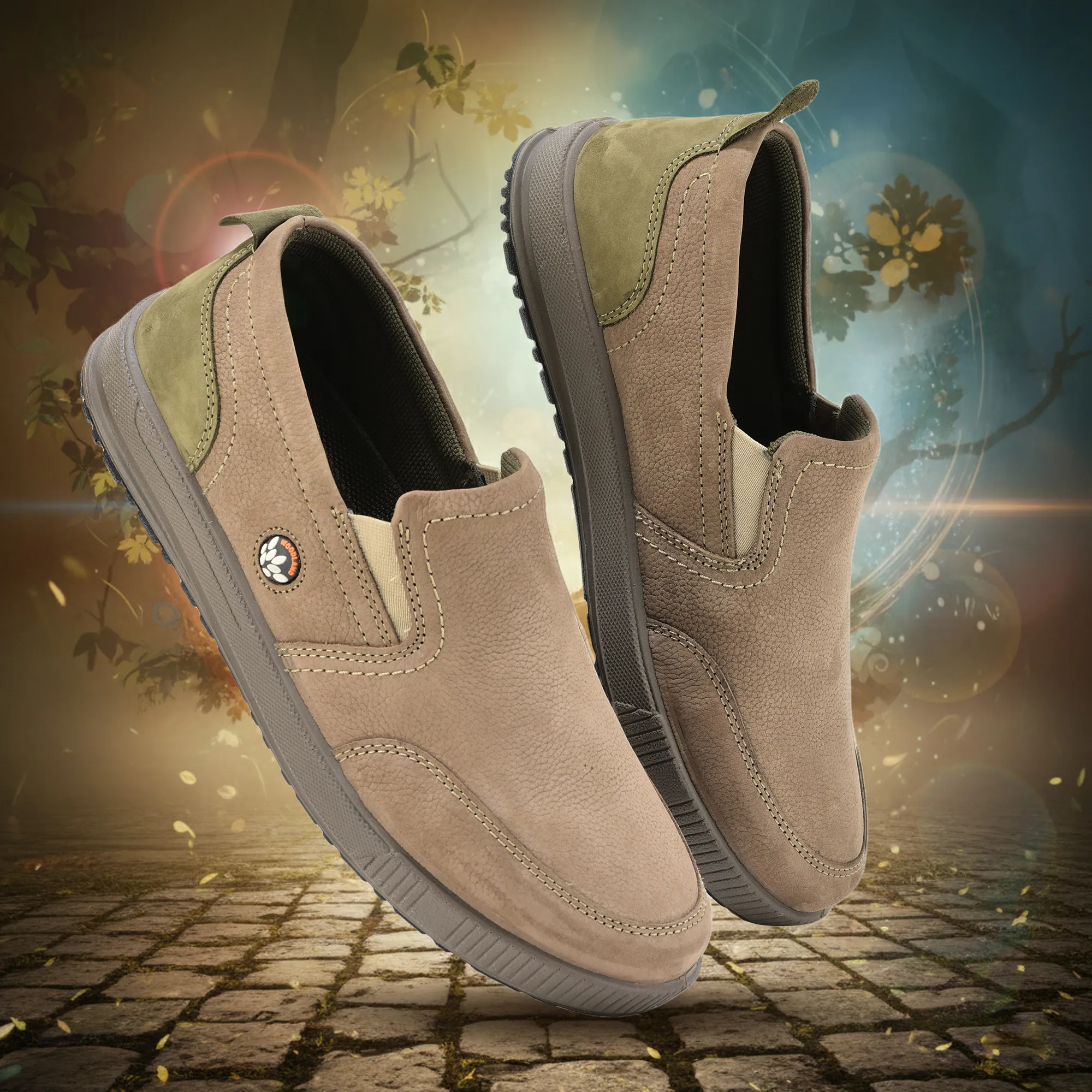 Woodland Dark Khaki Nubuk Men Casual Slip-On Shoes - Thumbnail 9