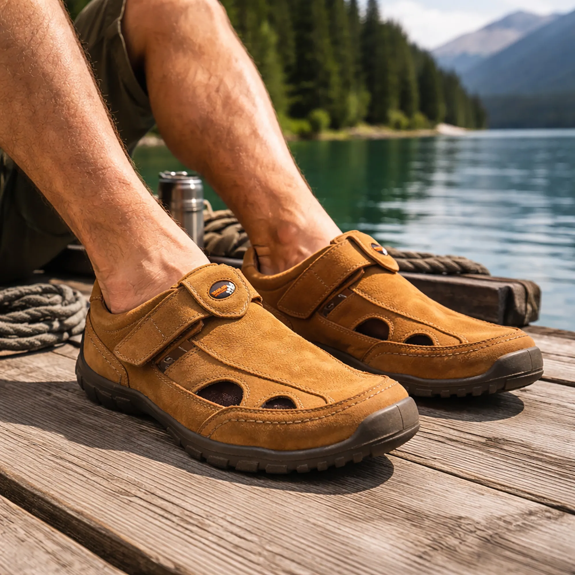 Woodland Dubai khaki casual shoes for men - Thumbnail 8