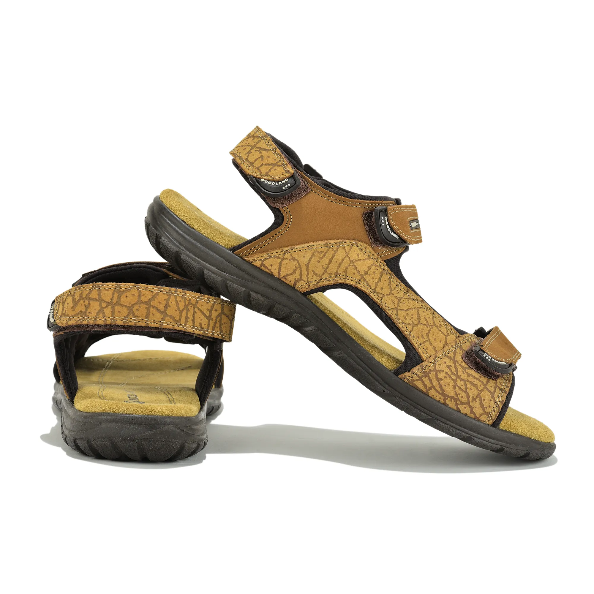 Camel TerraTrace Nubuk Print Men Sandal - Thumbnail 10