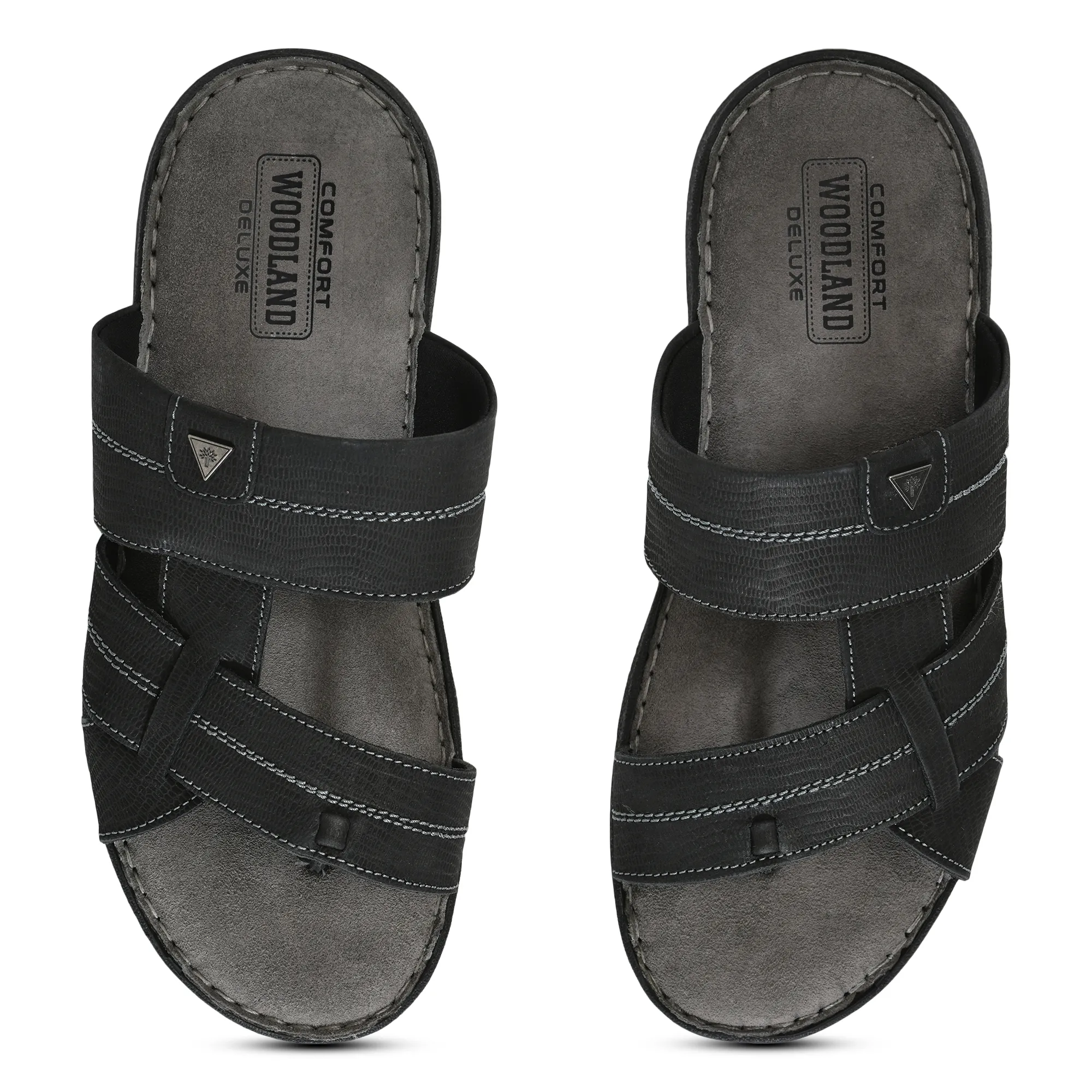 Woodland Black Slippers for Men - Thumbnail 2