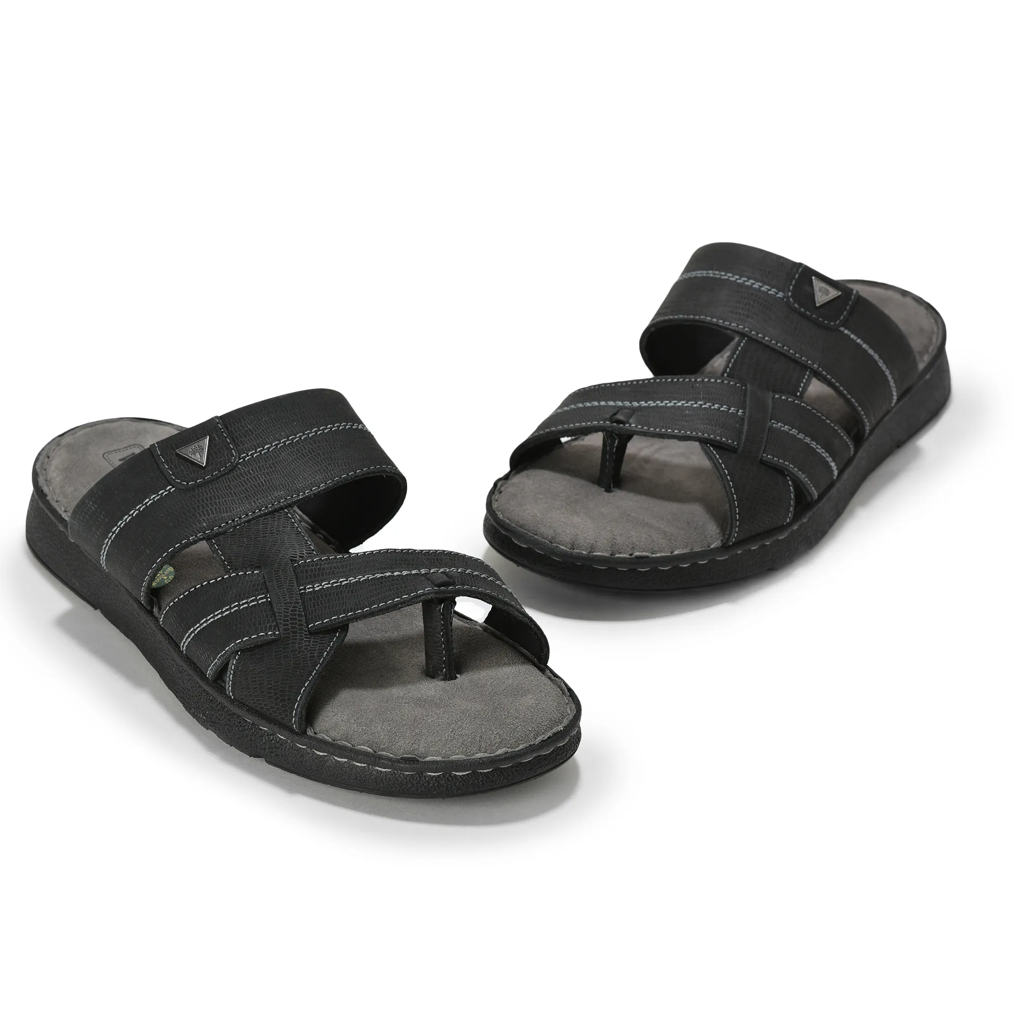 Woodland Black Slippers for Men - Thumbnail 7