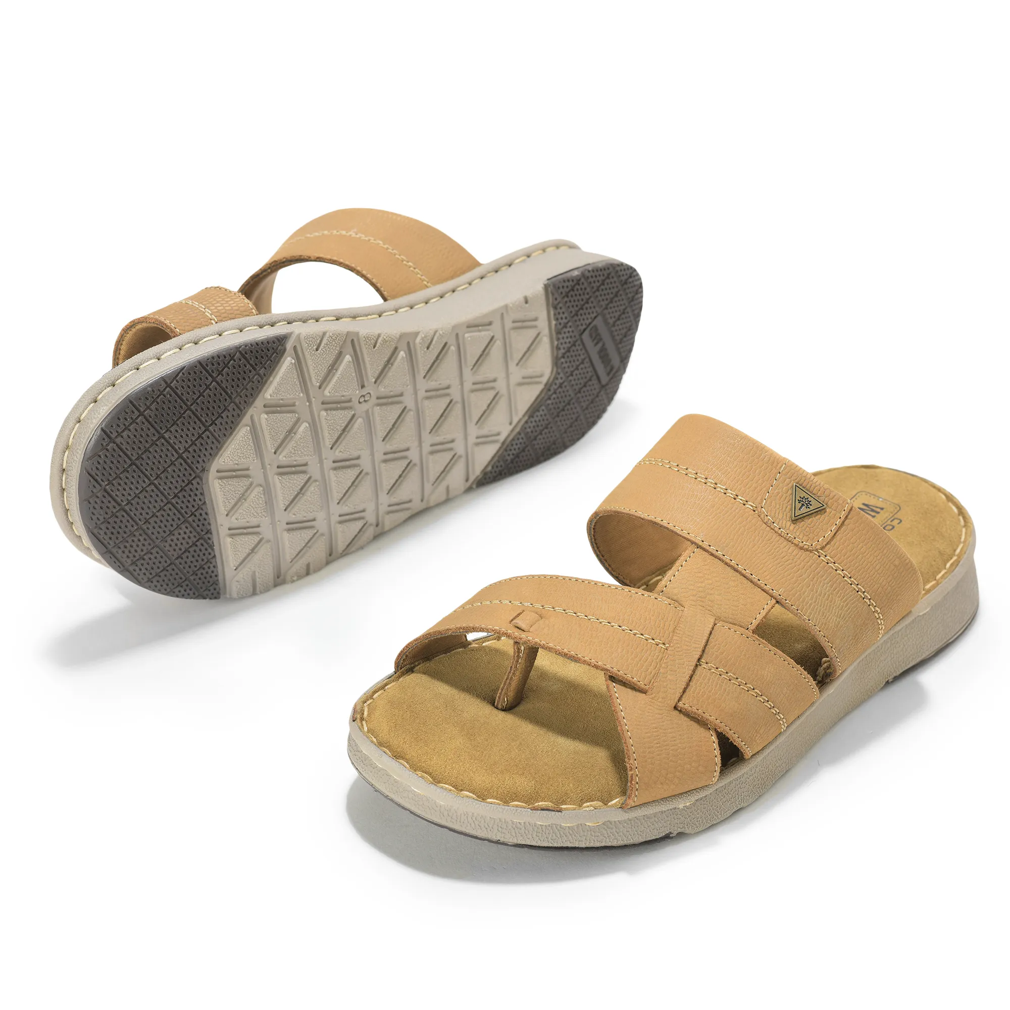 Woodland Camel Slippers for Men - Thumbnail 4