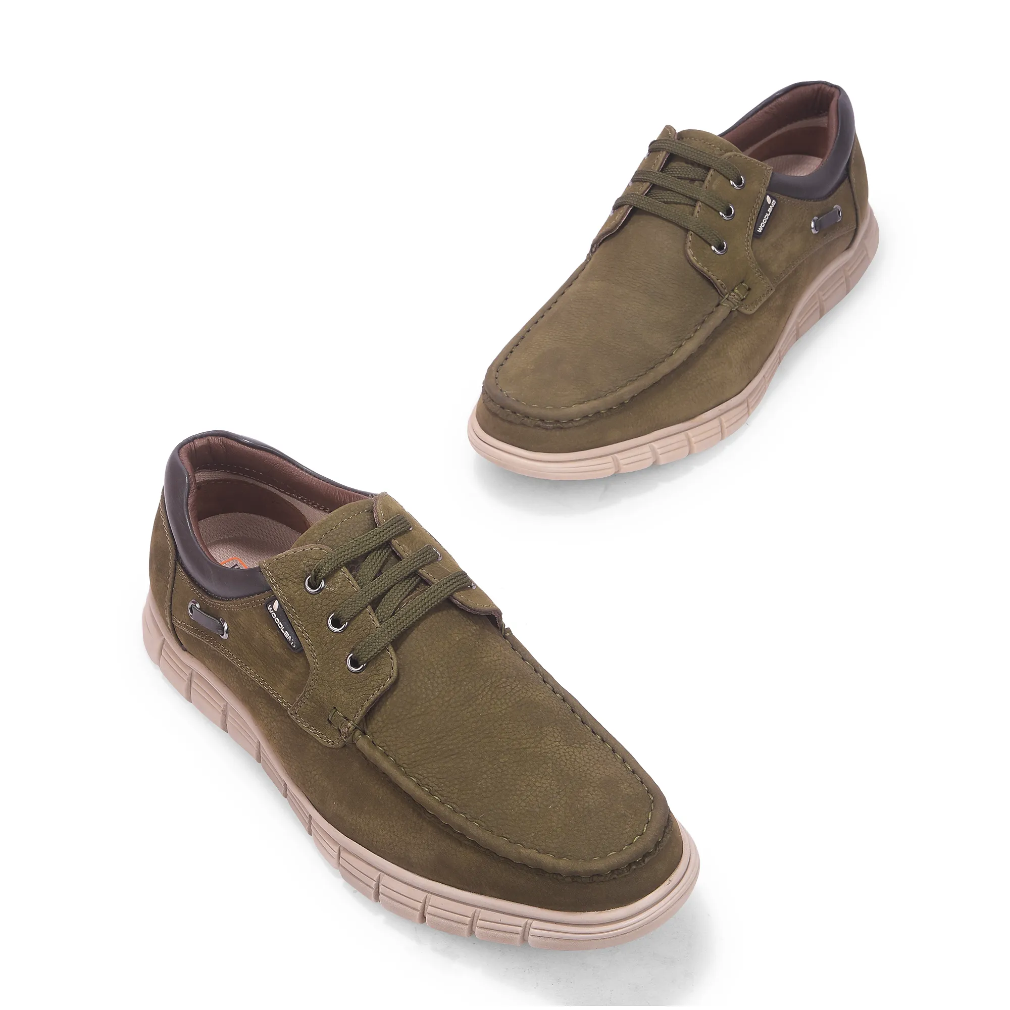 Woodland Men’S Olive Nubuk Comfort Casual Shoes - Thumbnail 3