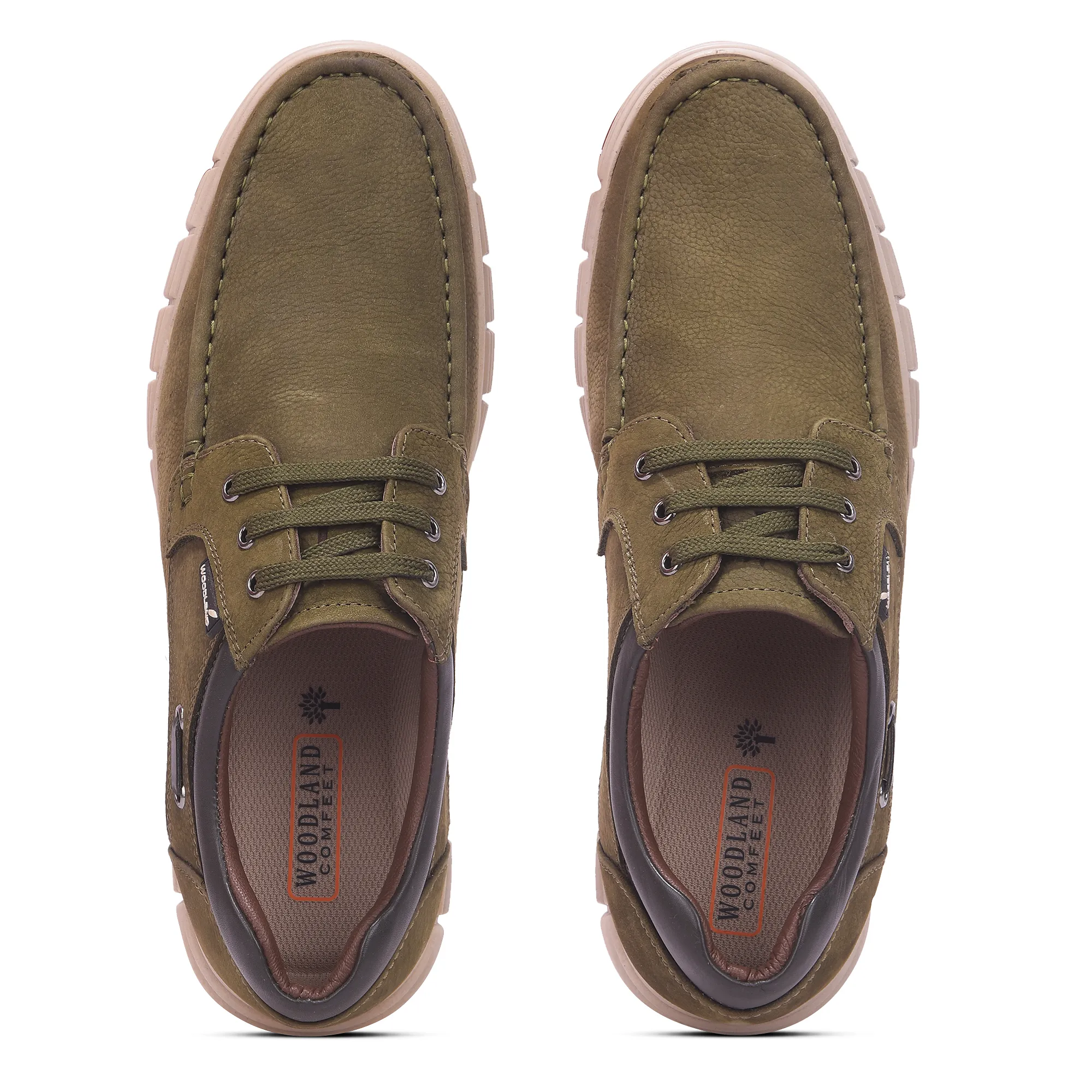 Woodland Men’S Olive Nubuk Comfort Casual Shoes - Thumbnail 4
