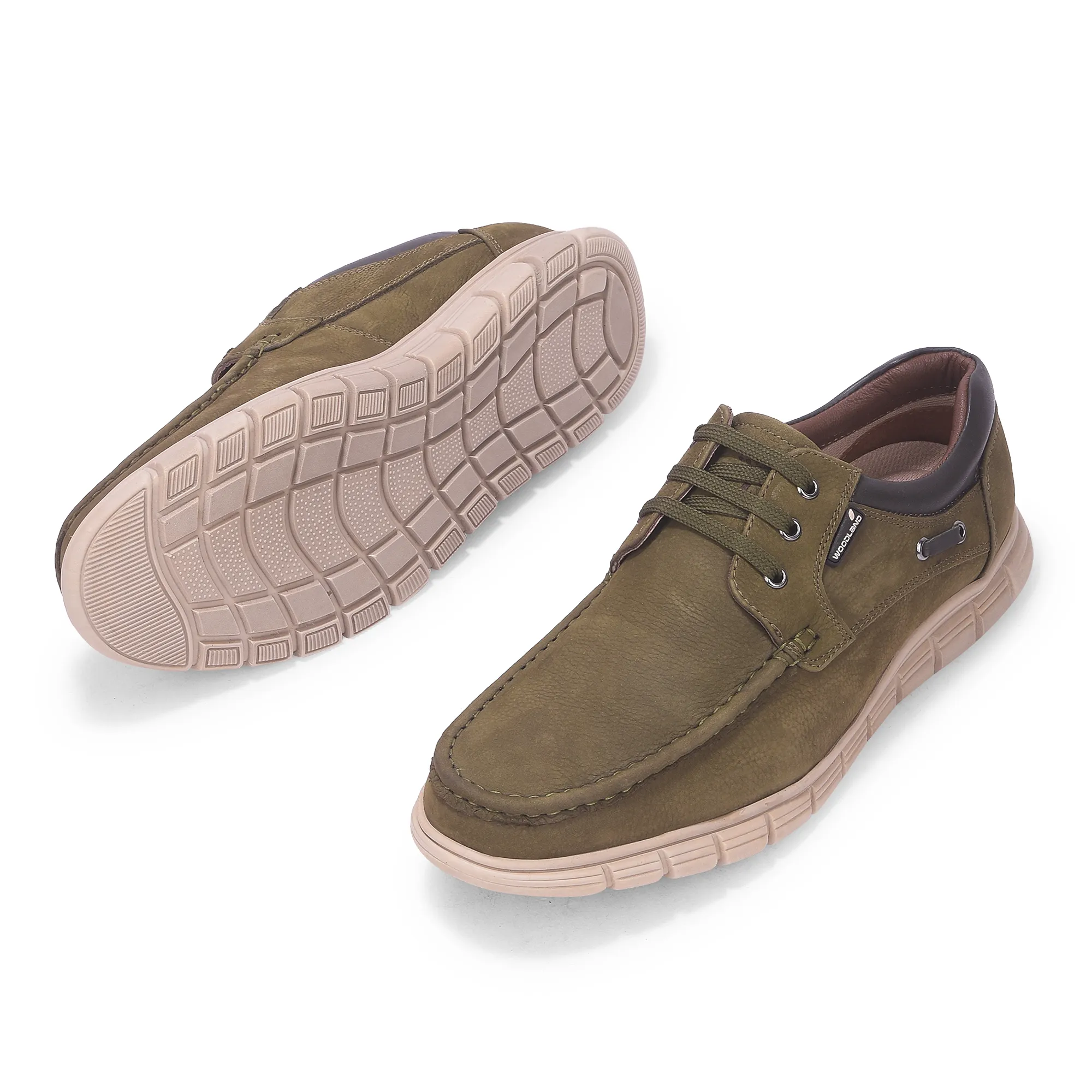 Woodland Men’S Olive Nubuk Comfort Casual Shoes - Thumbnail 5