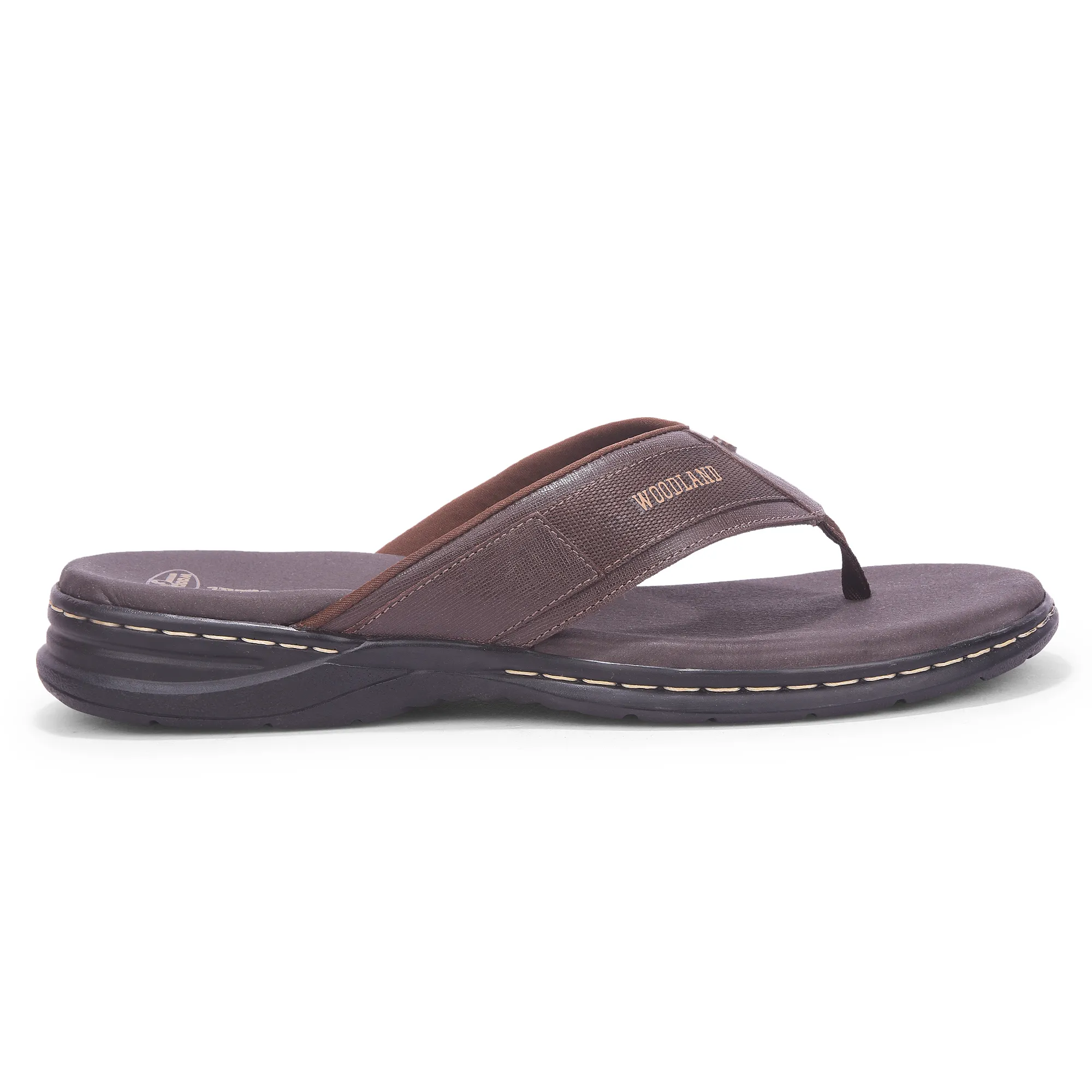 Woodland Men’S Brown Leather Relaxed Wear Slippers - Thumbnail 2