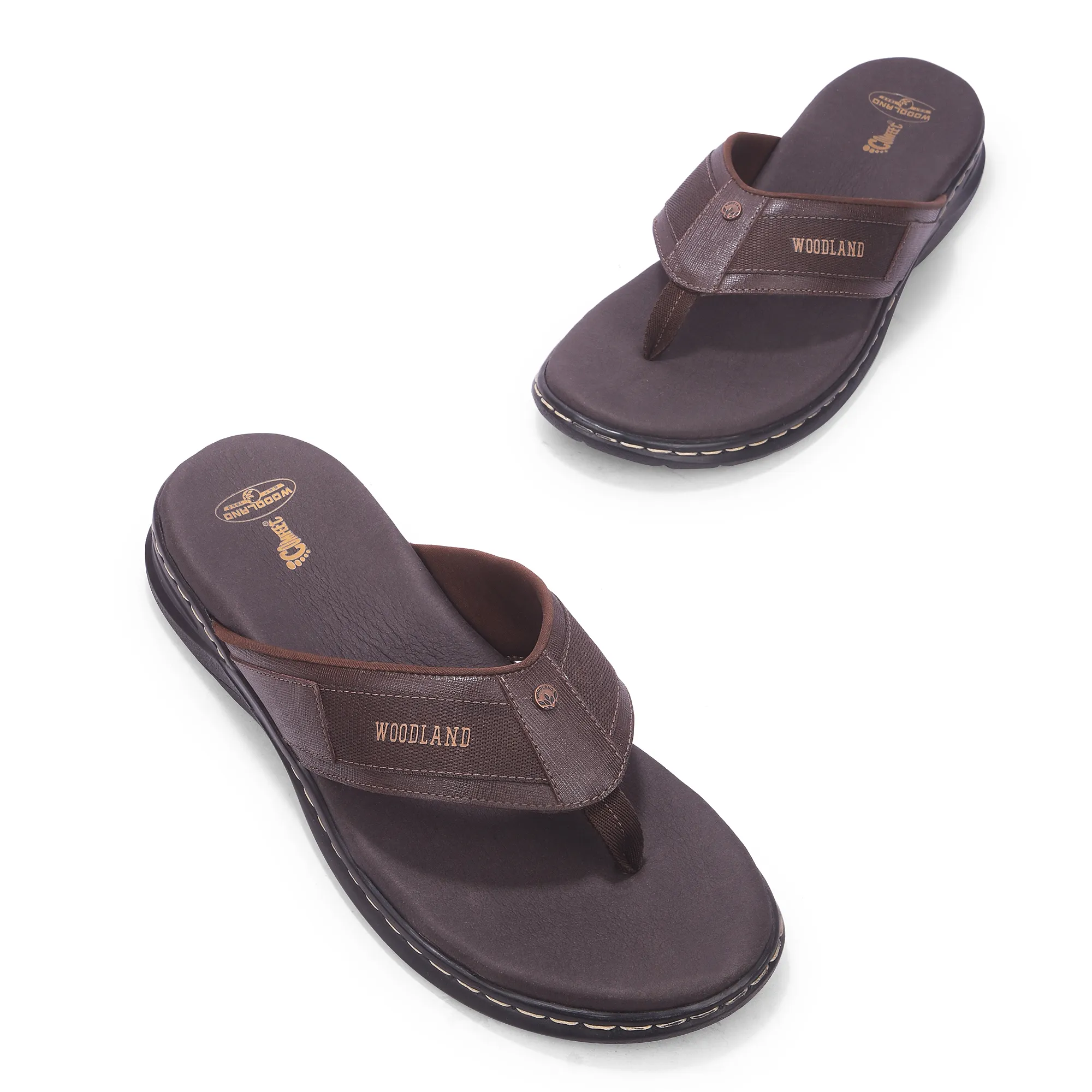 Woodland Men’S Brown Leather Relaxed Wear Slippers - Thumbnail 3